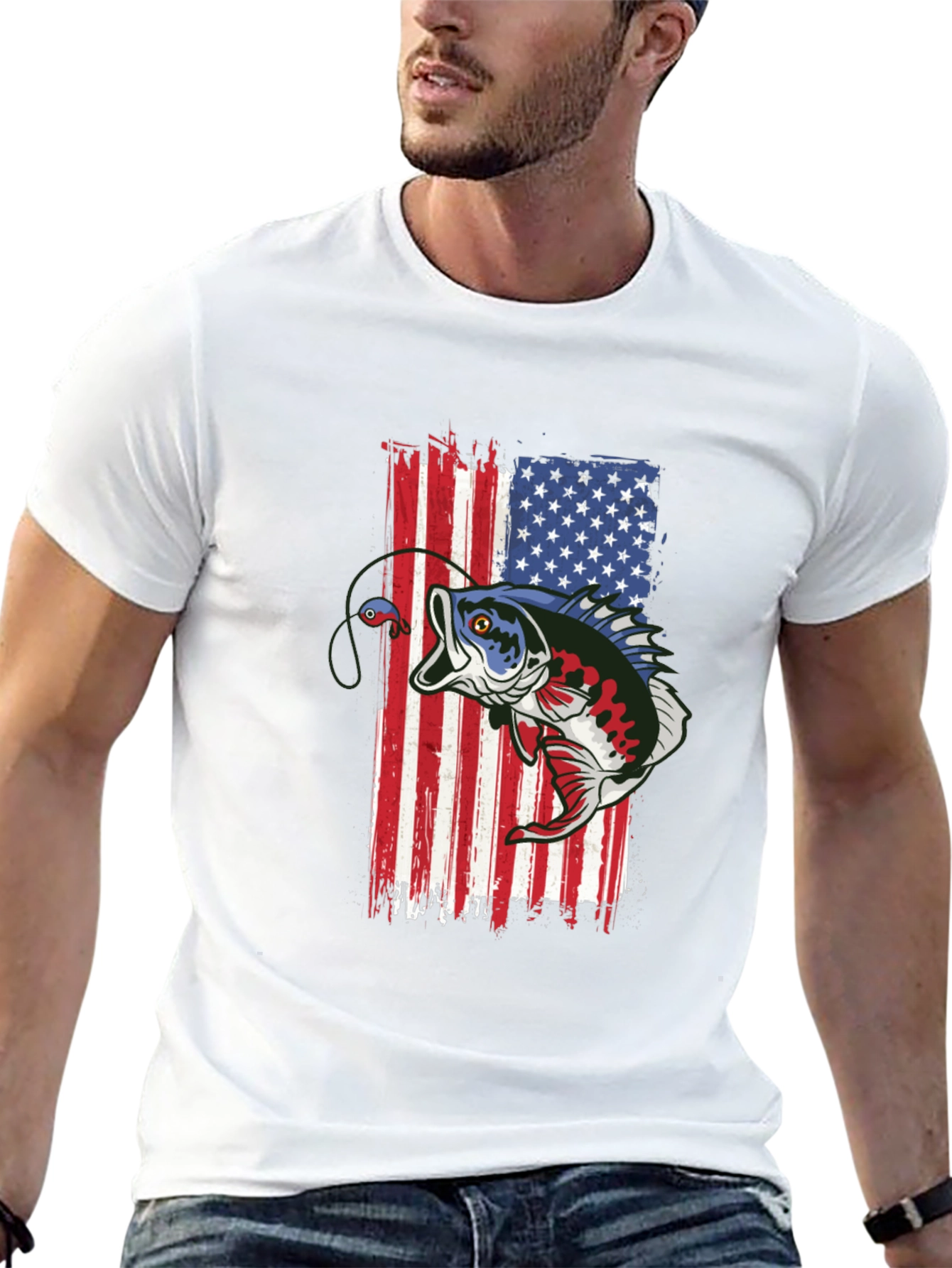 American Flag Bass Fishing T-Shirt