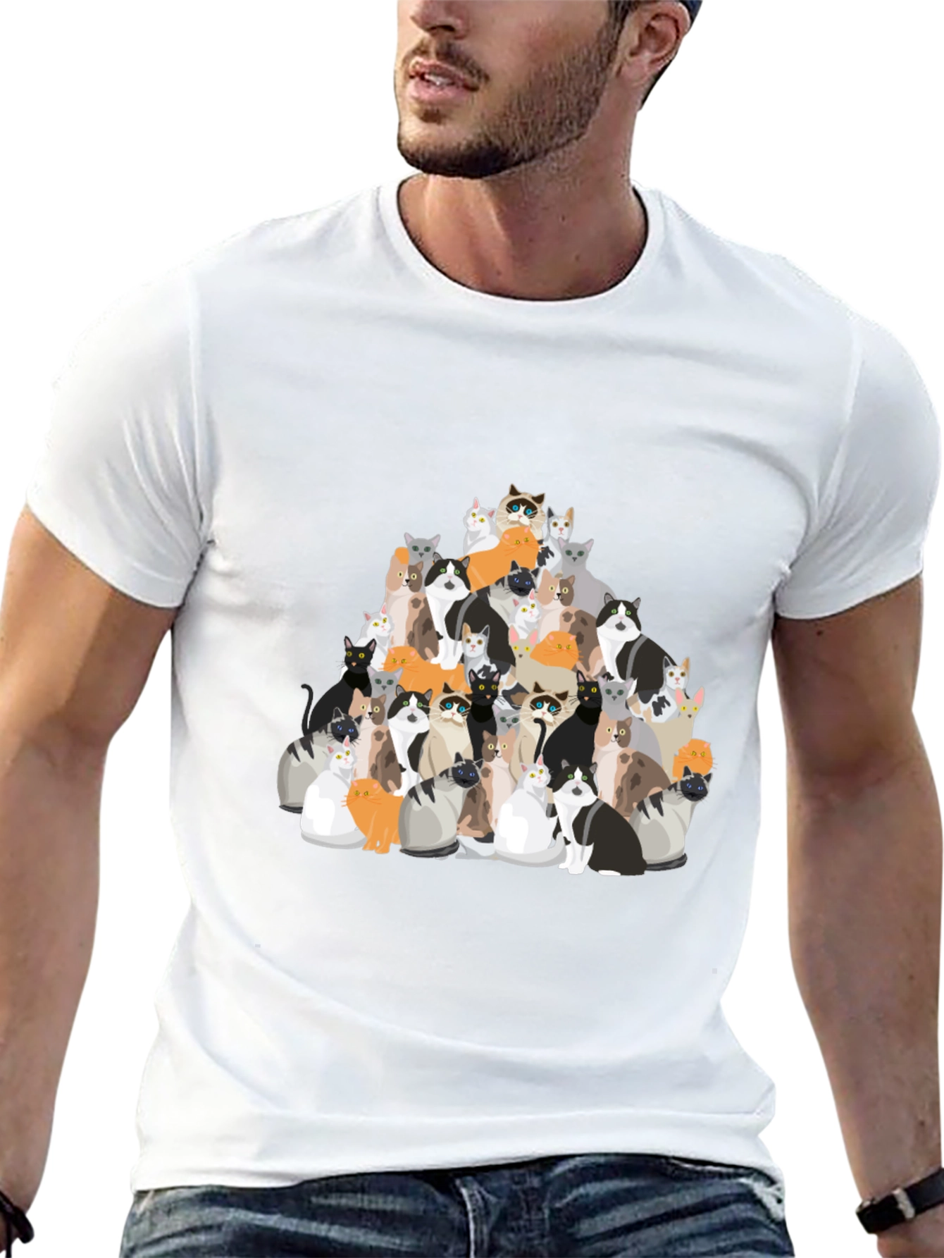 Cat Pile T-Shirt - Crazy Cat Lover Tee