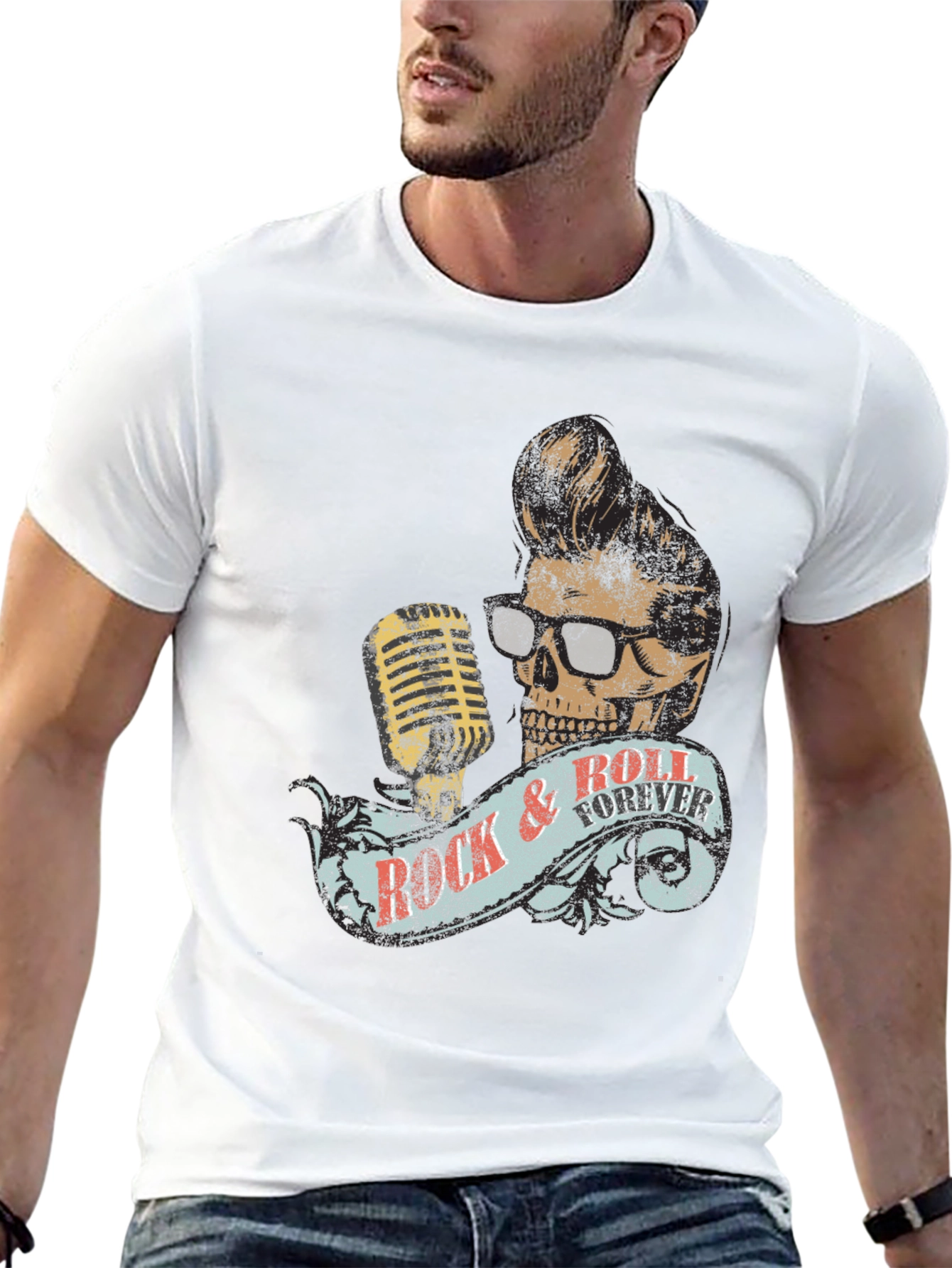 Rock & Roll Forever Skull Graphic T-Shirt