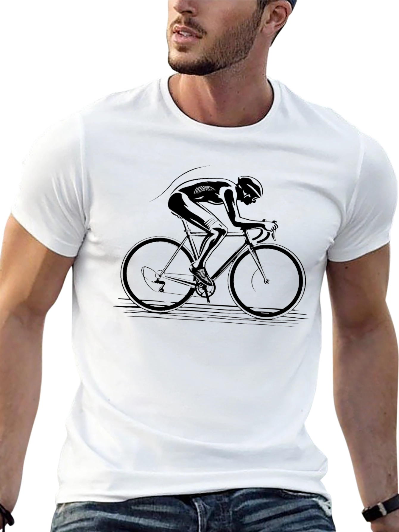 Black Bicycle Rider Graphic T-Shirt