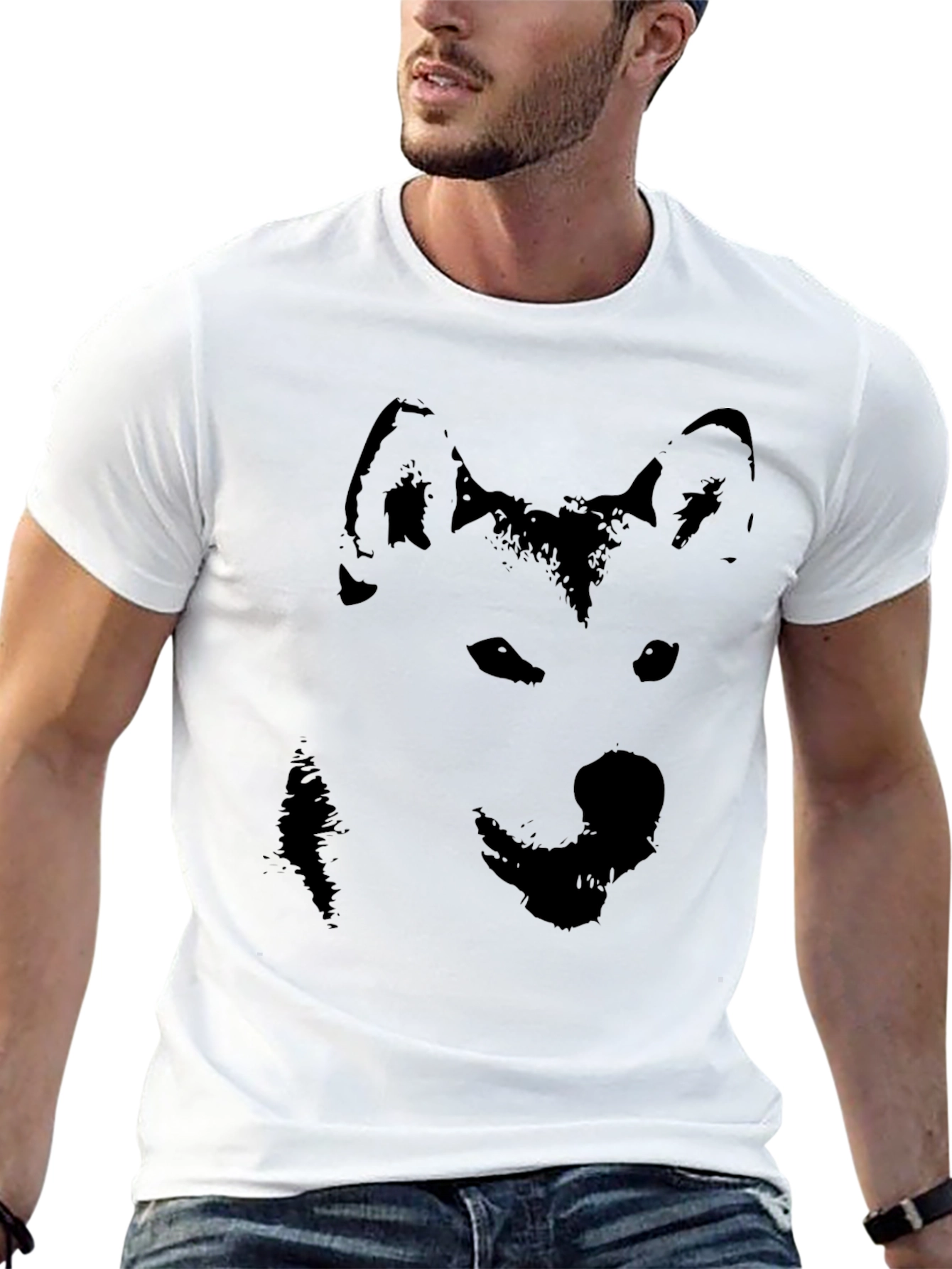 Black Husky Silhouette Graphic T-Shirt