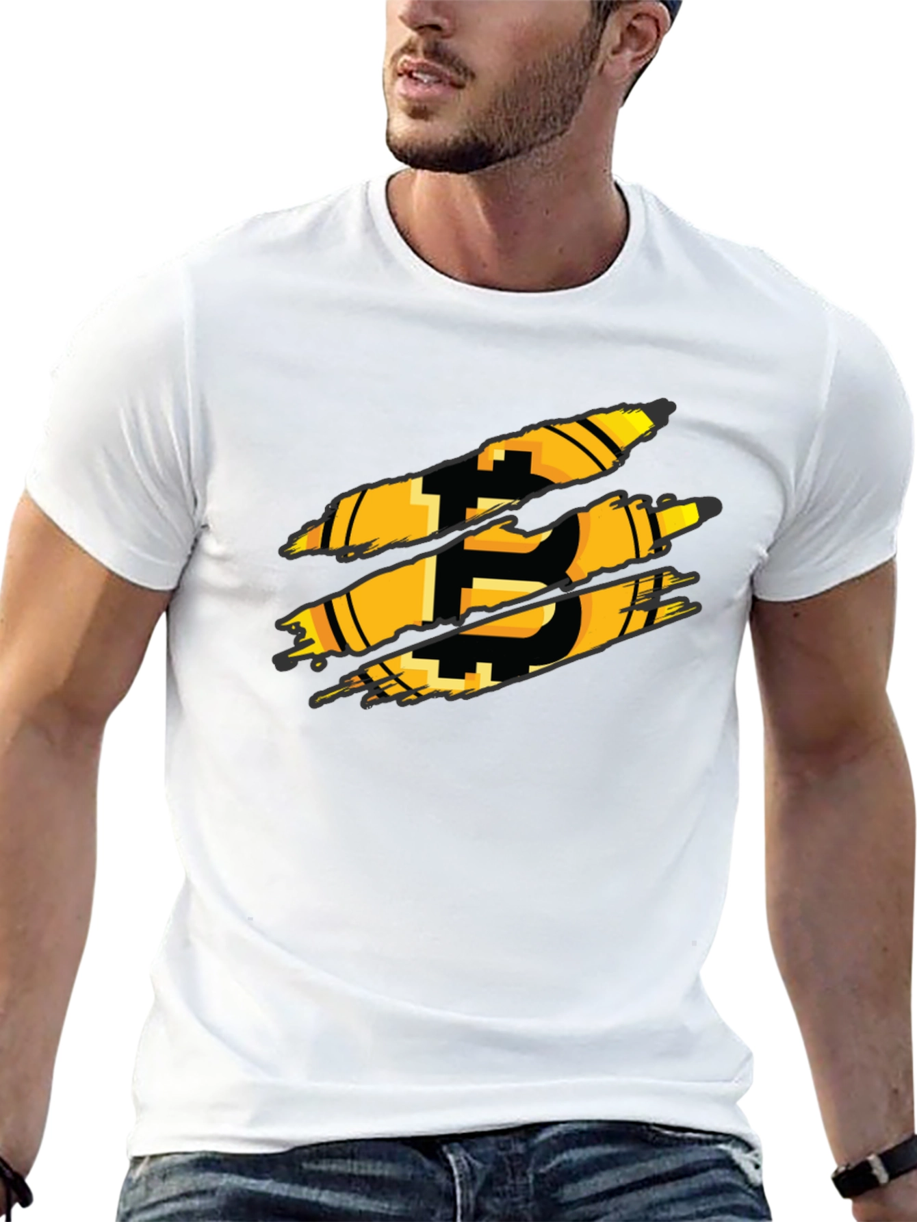 Bitcoin Ripped Black T-Shirt - Crypto Currency Tee