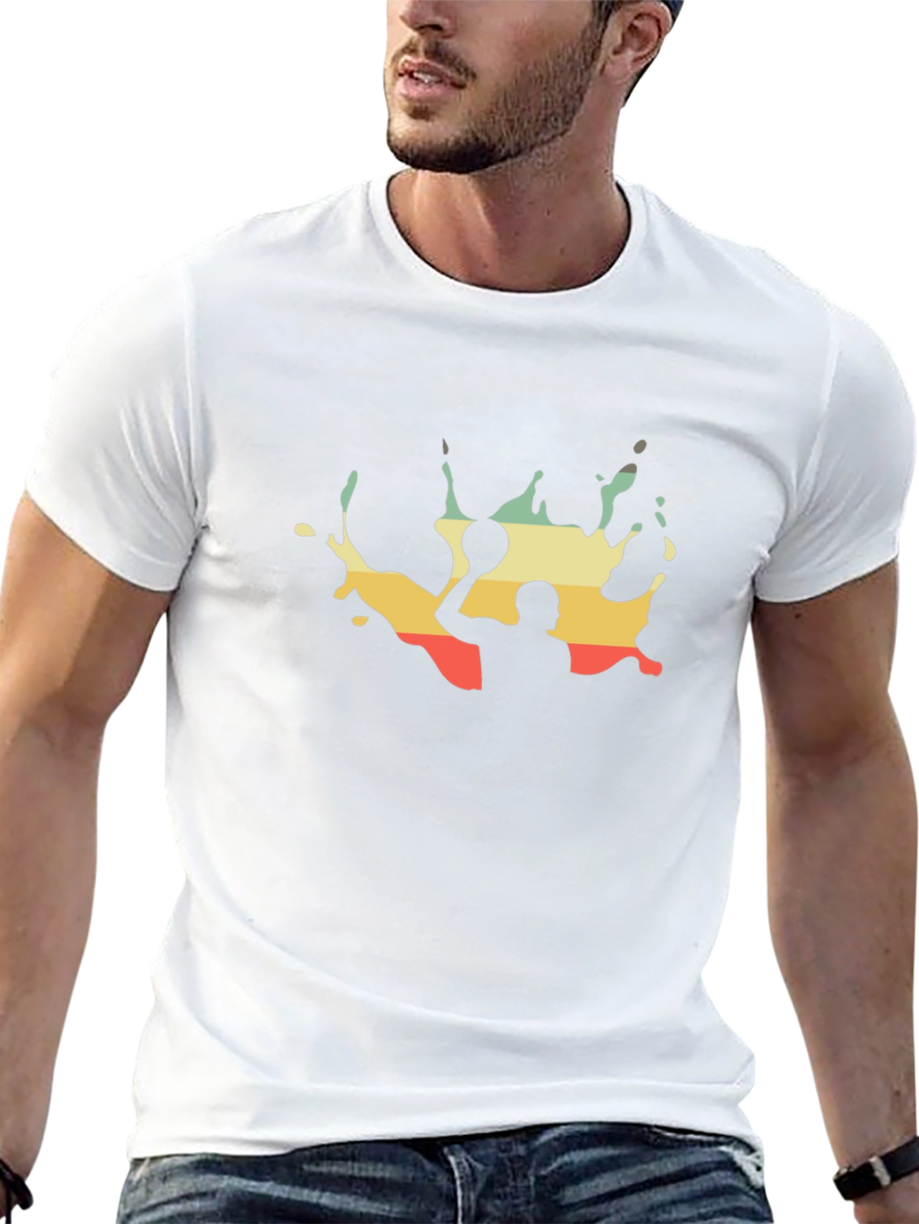 Retro Water Polo Player Black T-Shirt