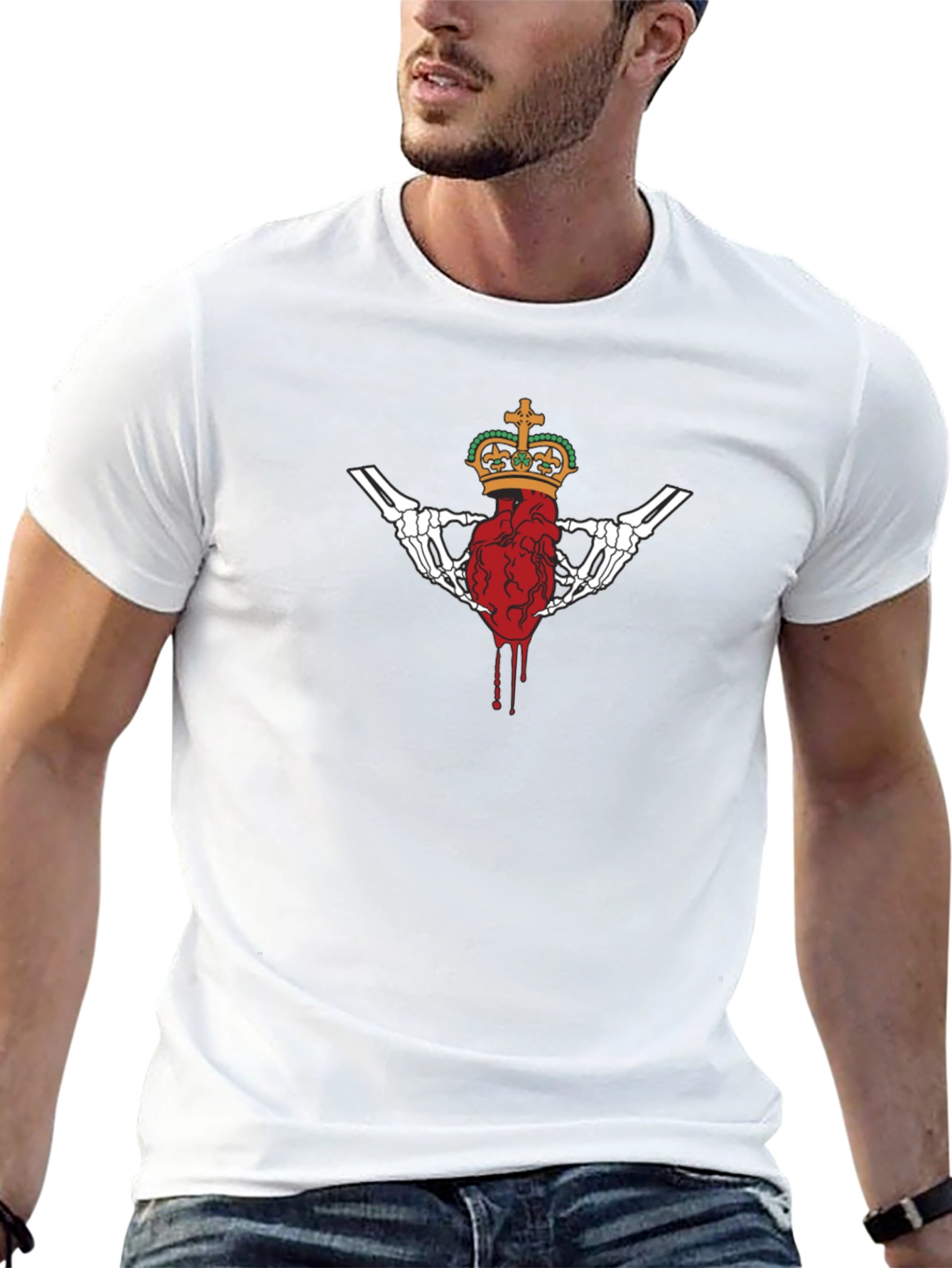 Bleeding Heart Crown Graphic Black T-Shirt