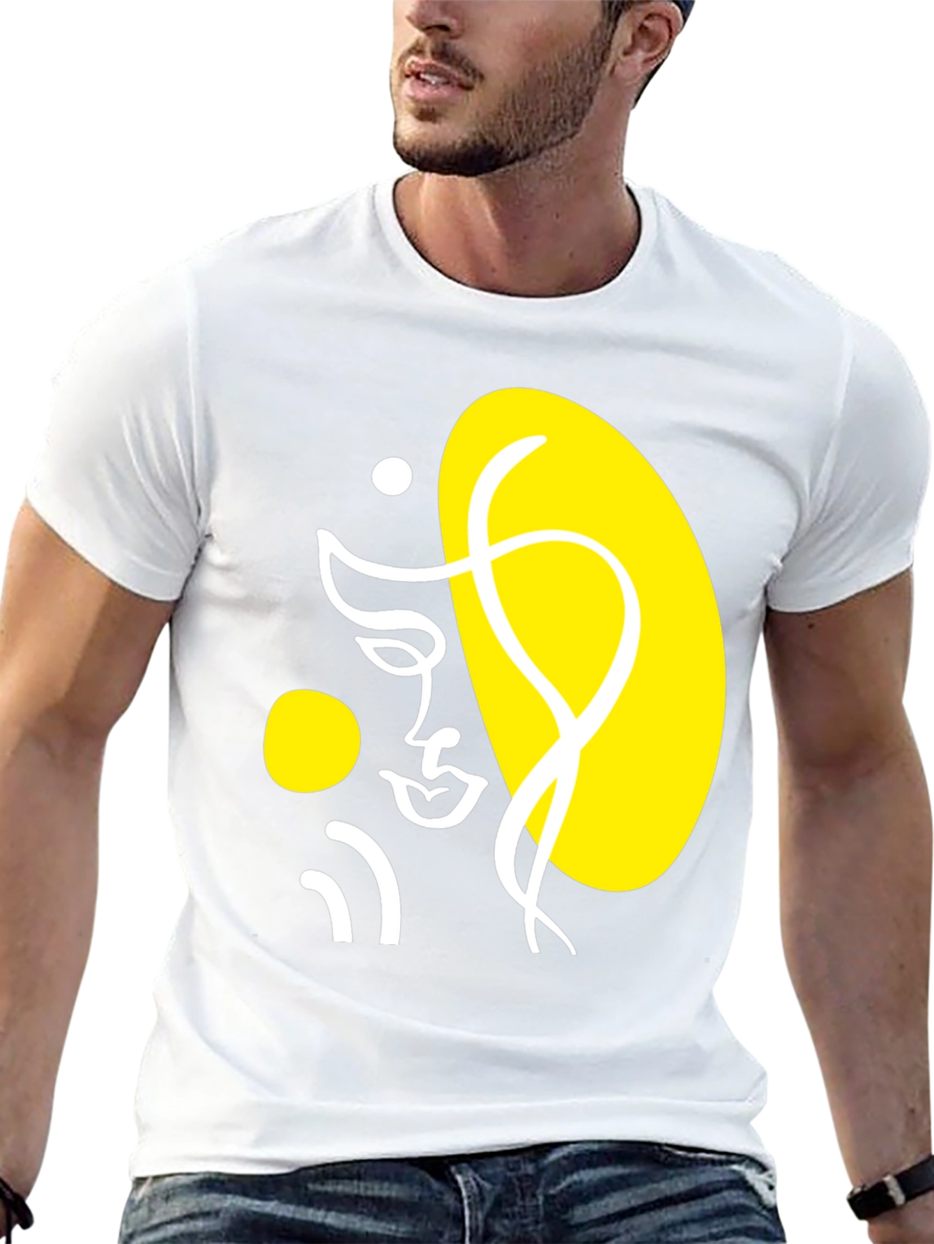 Abstract Face Graphic Black T-Shirt