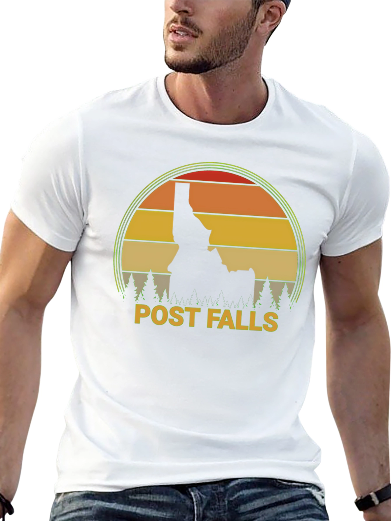 Post Falls Idaho Retro Sunset T-Shirt