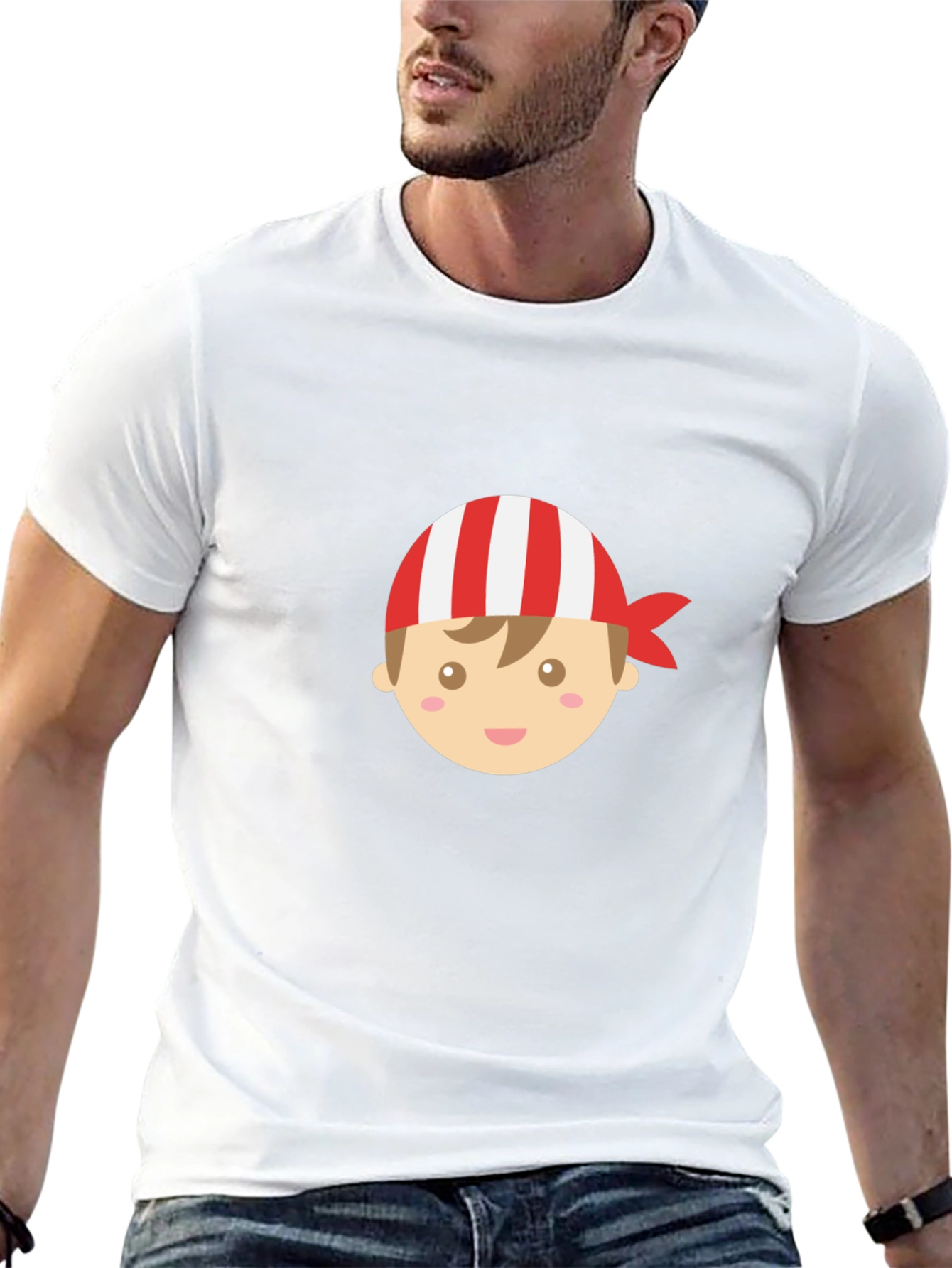Boy Pirate Cartoon Graphic Black T-Shirt