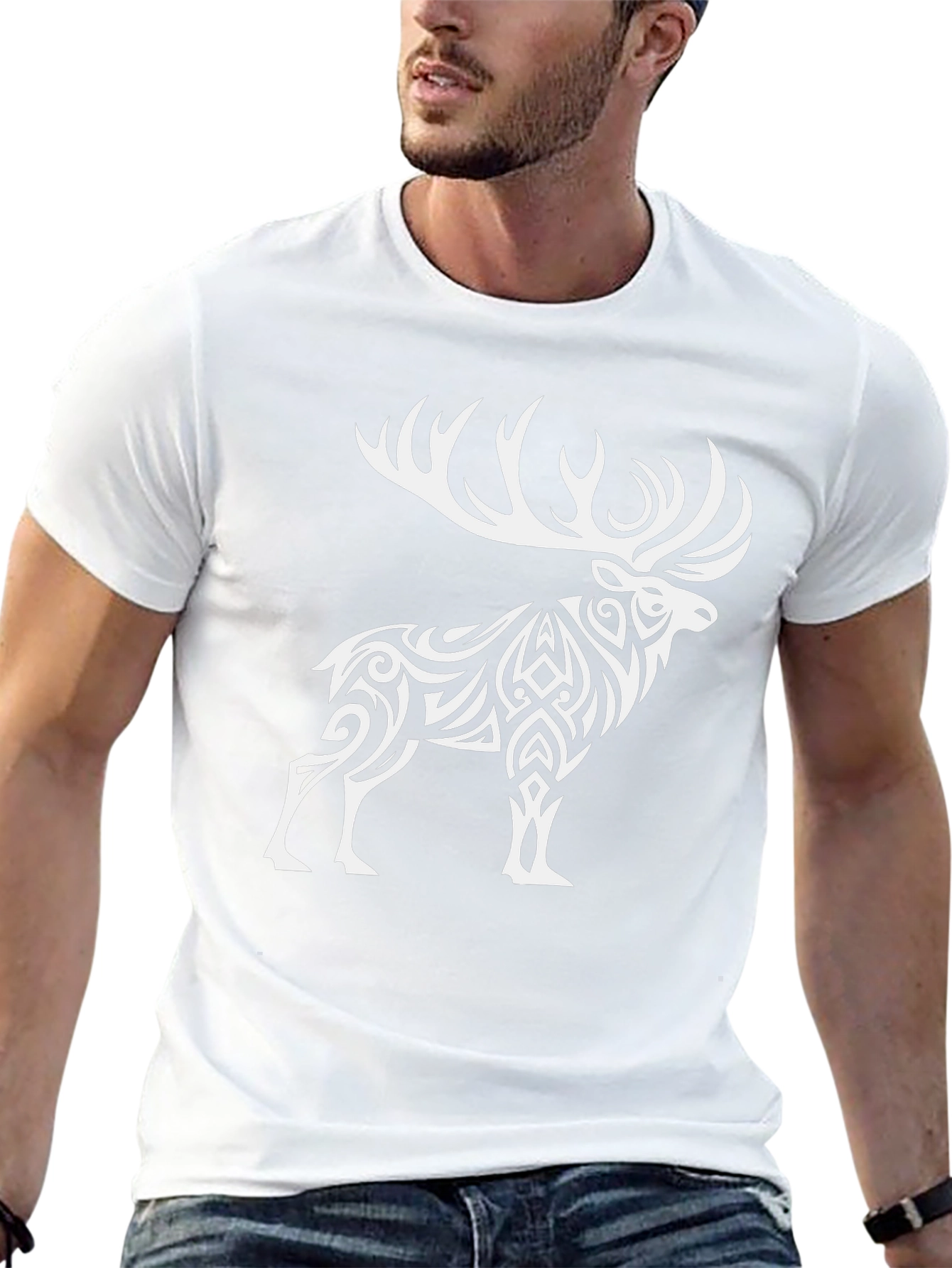 Tribal Elk Graphic Tee - Black