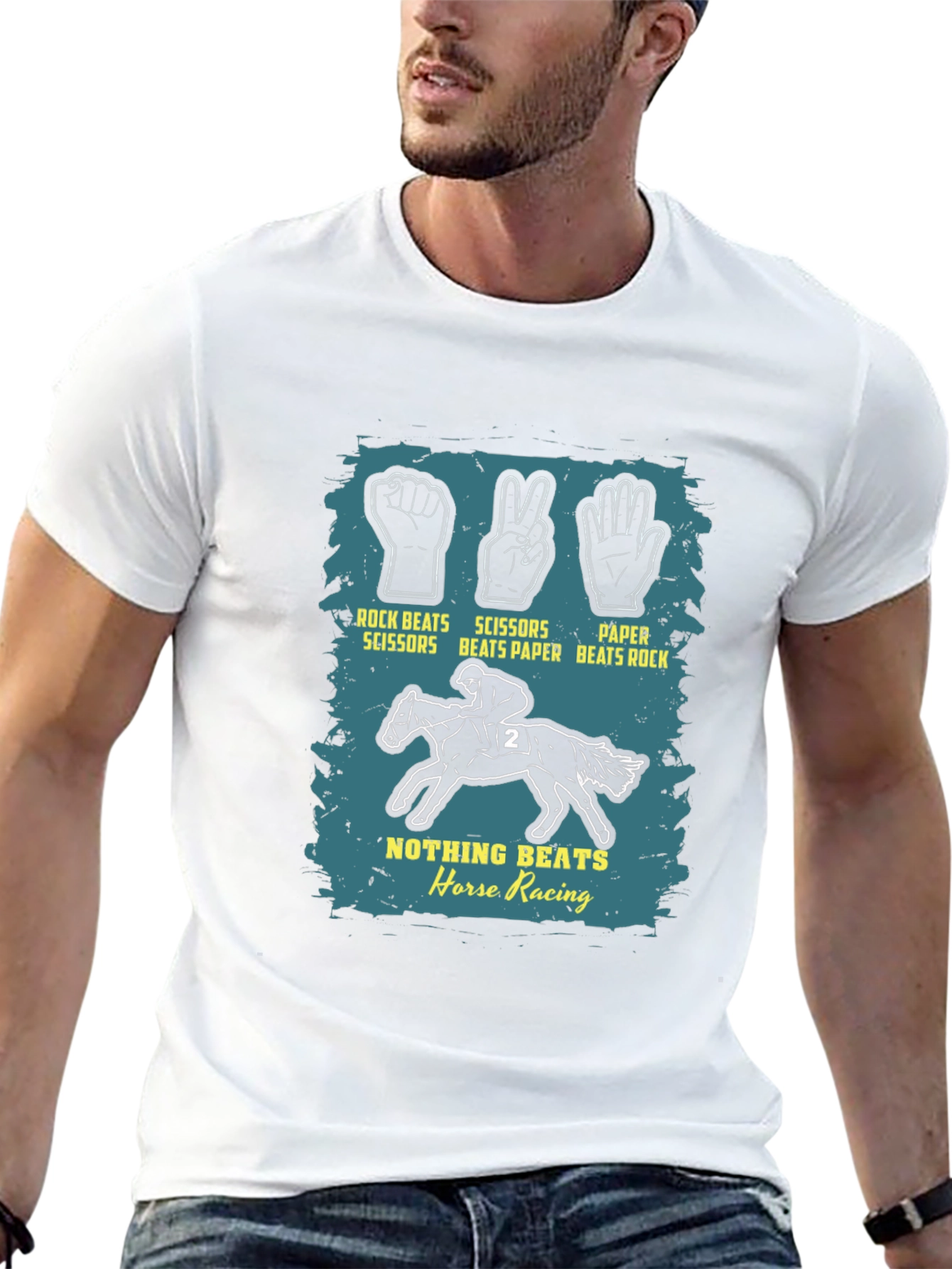 Rock Paper Scissors Horse Racing Graphic Tee
