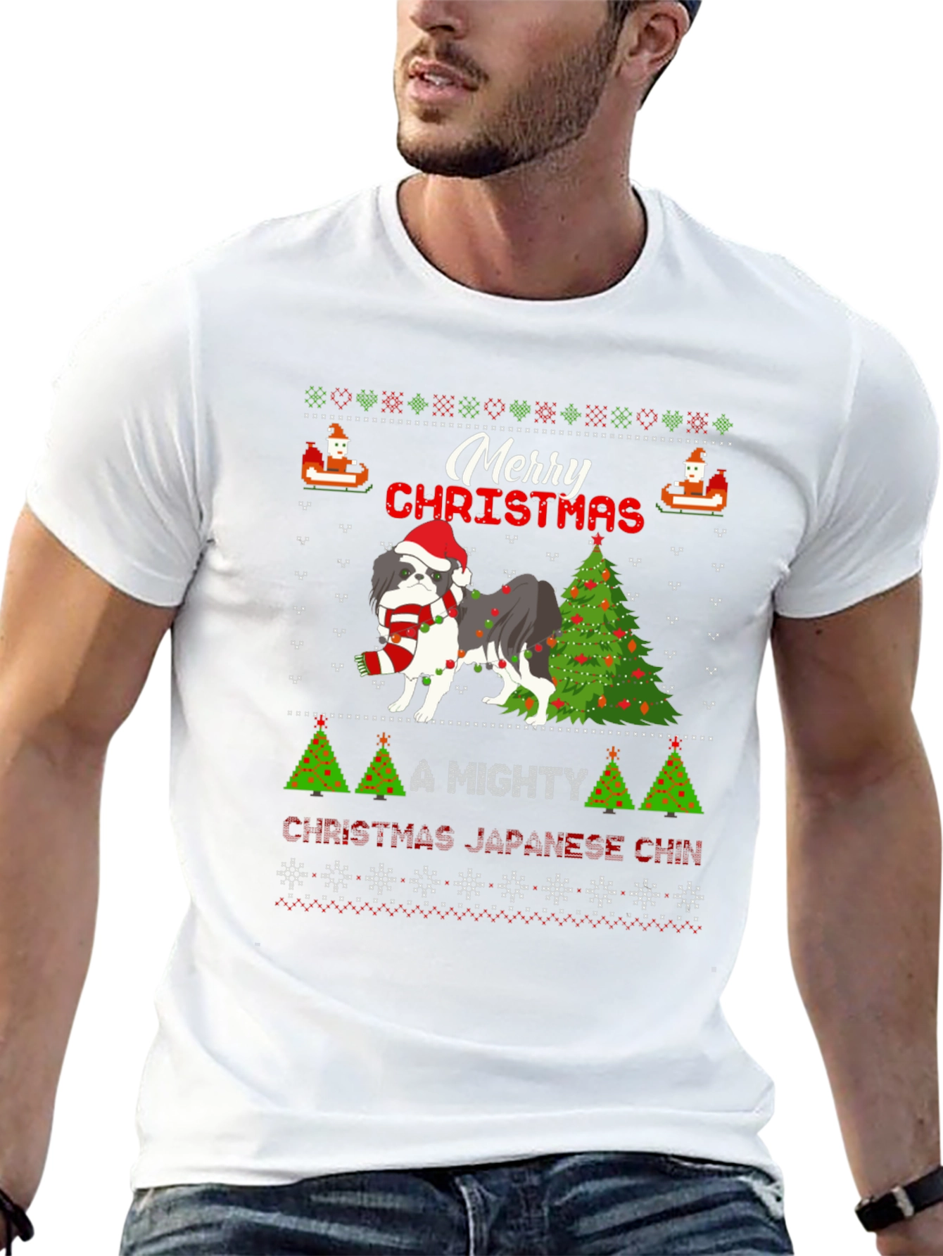 Merry Christmas Japanese Chin Dog T-Shirt