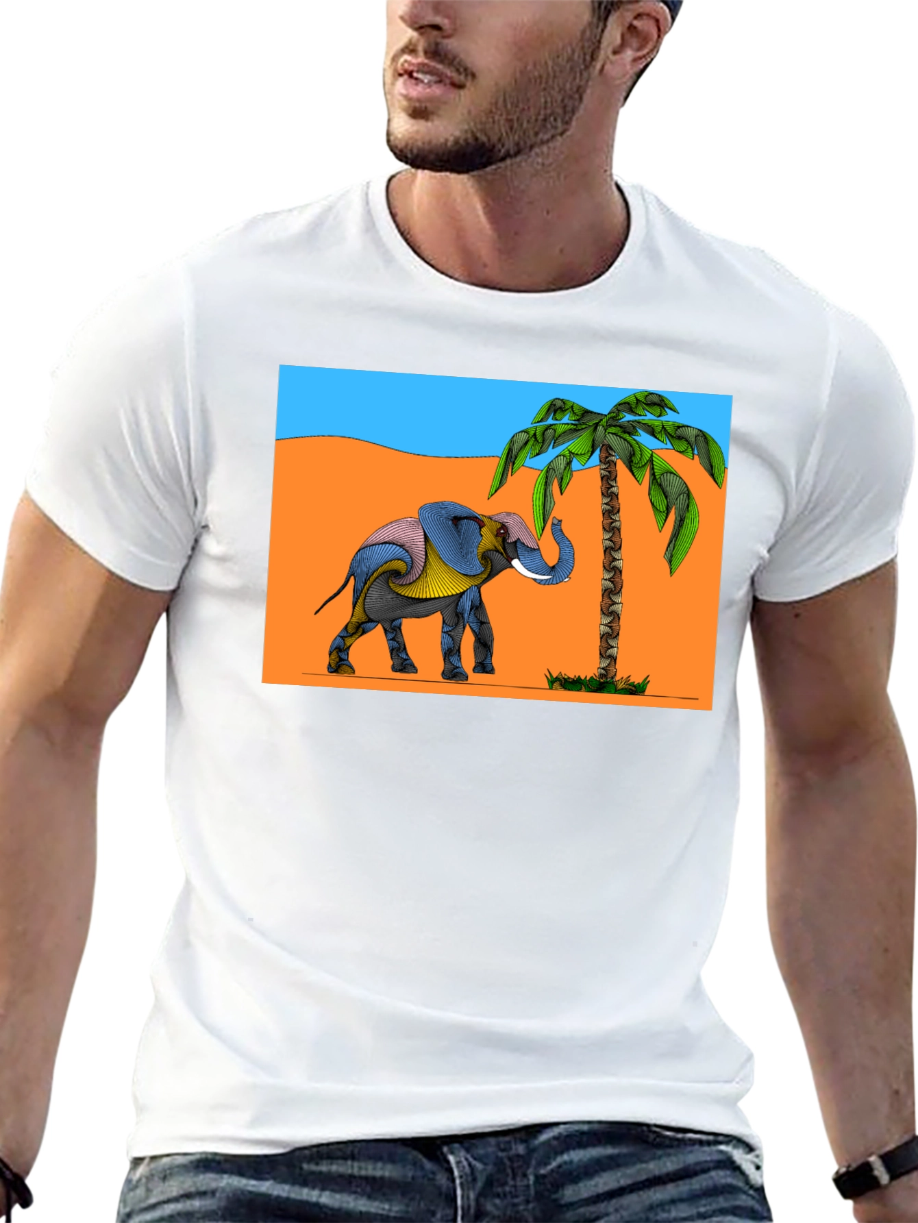Elephant & Palm Tree Graphic Tee