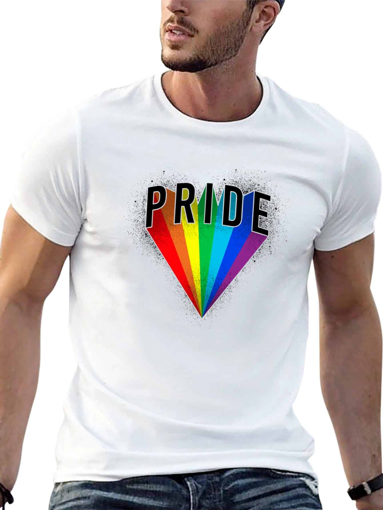 Pride Rainbow Heart T-Shirt - Black Cotton LGBTQ Tee