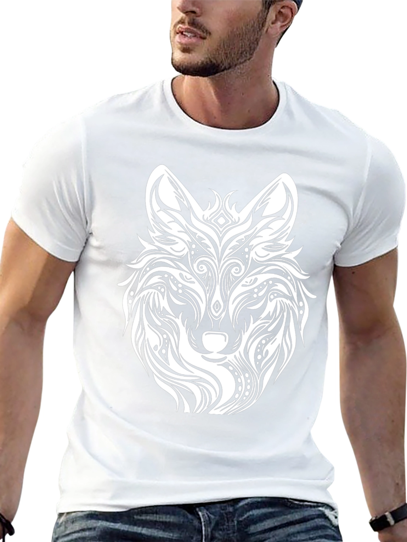 Wolf Graphic Print Black T-Shirt
