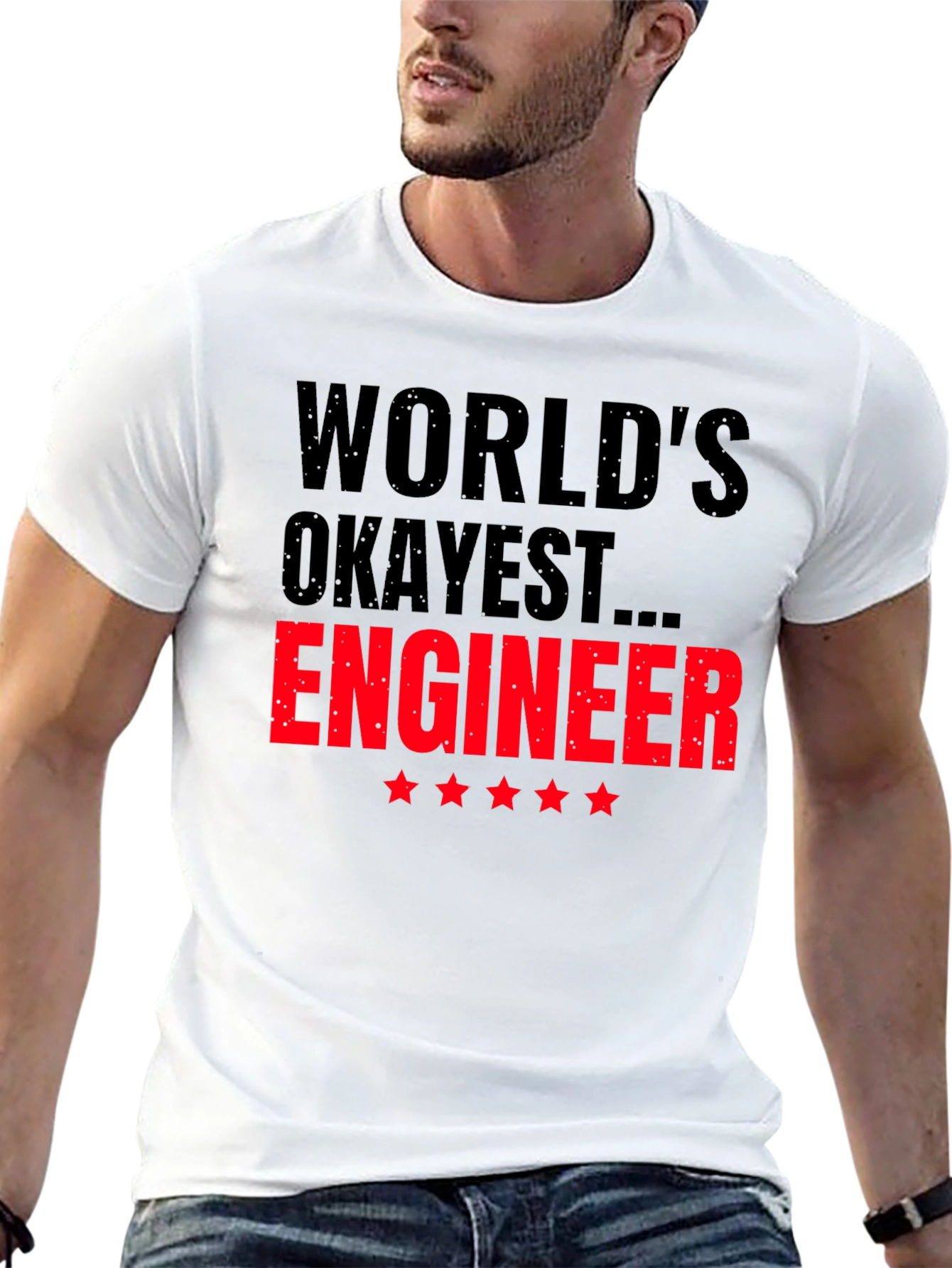Worlds Okayest Engineer Black T-Shirt