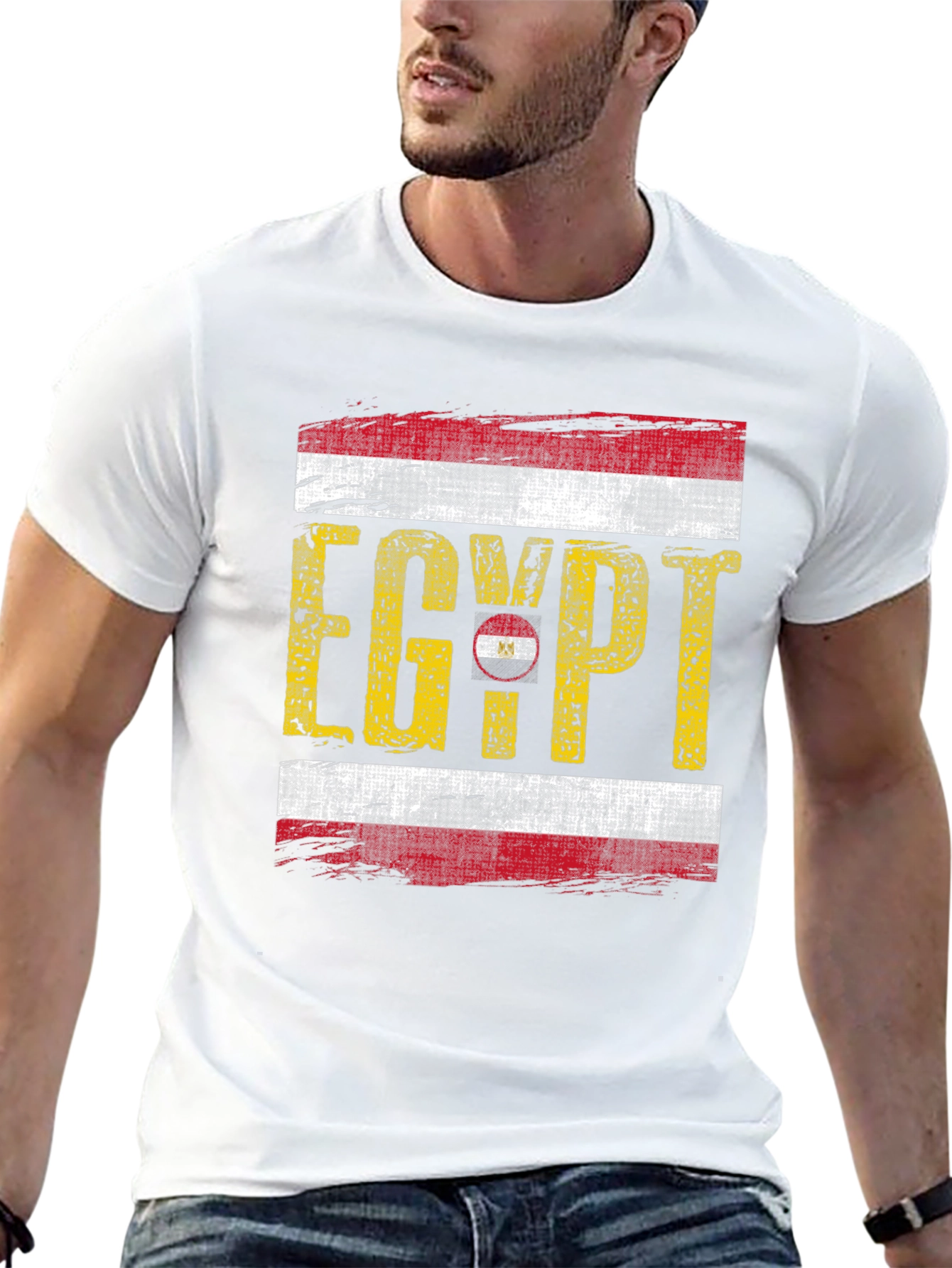 Egypt Flag Graphic Tee - Black Cotton T-Shirt