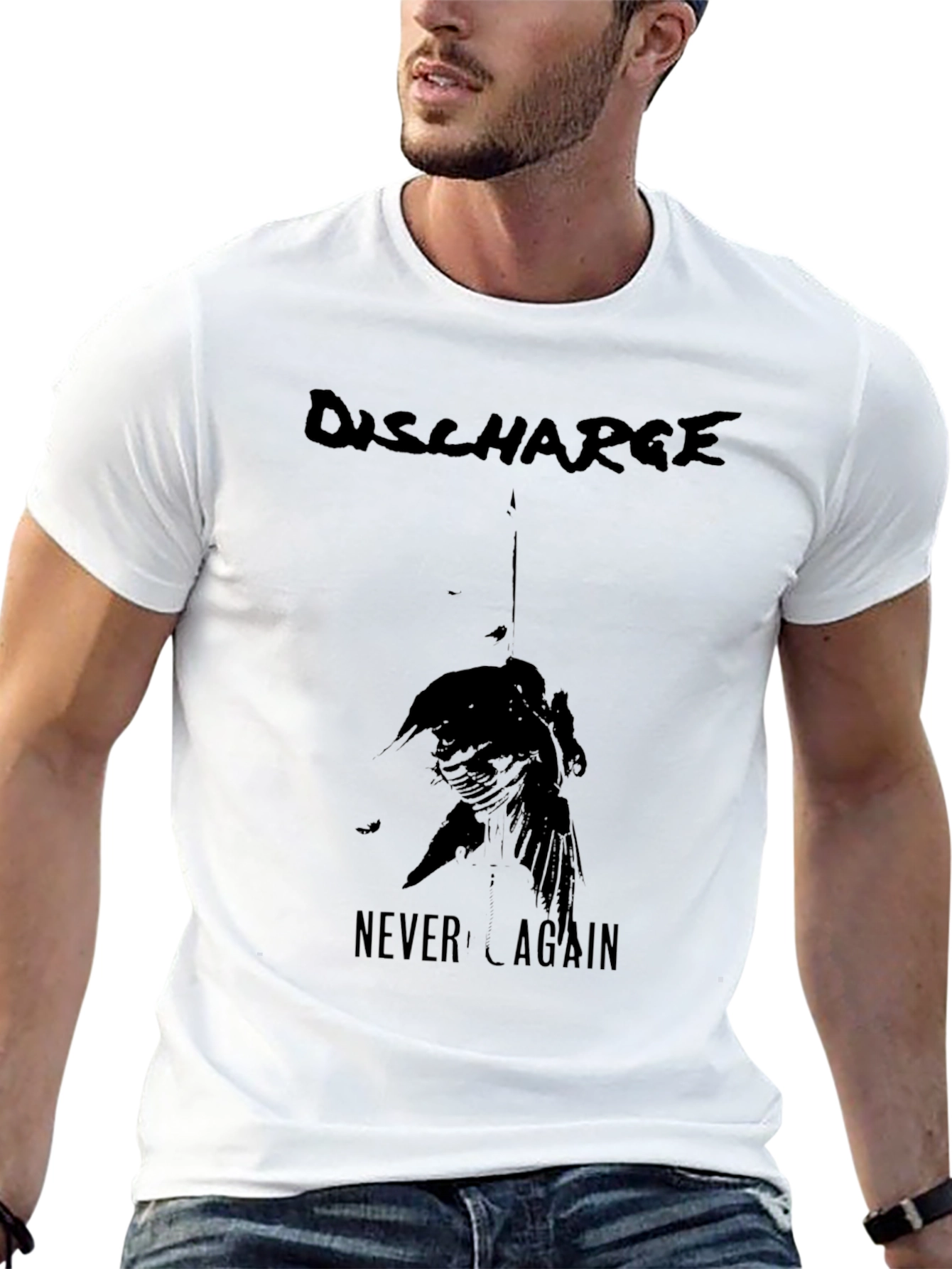 Discharge Never Again Black Graphic Tee