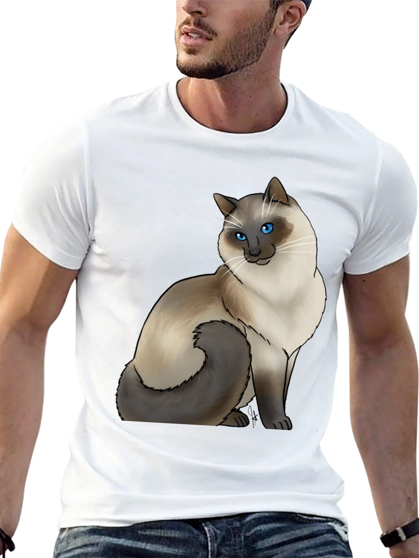 Cat Graphic Tee - Siamese Cat Art Shirt