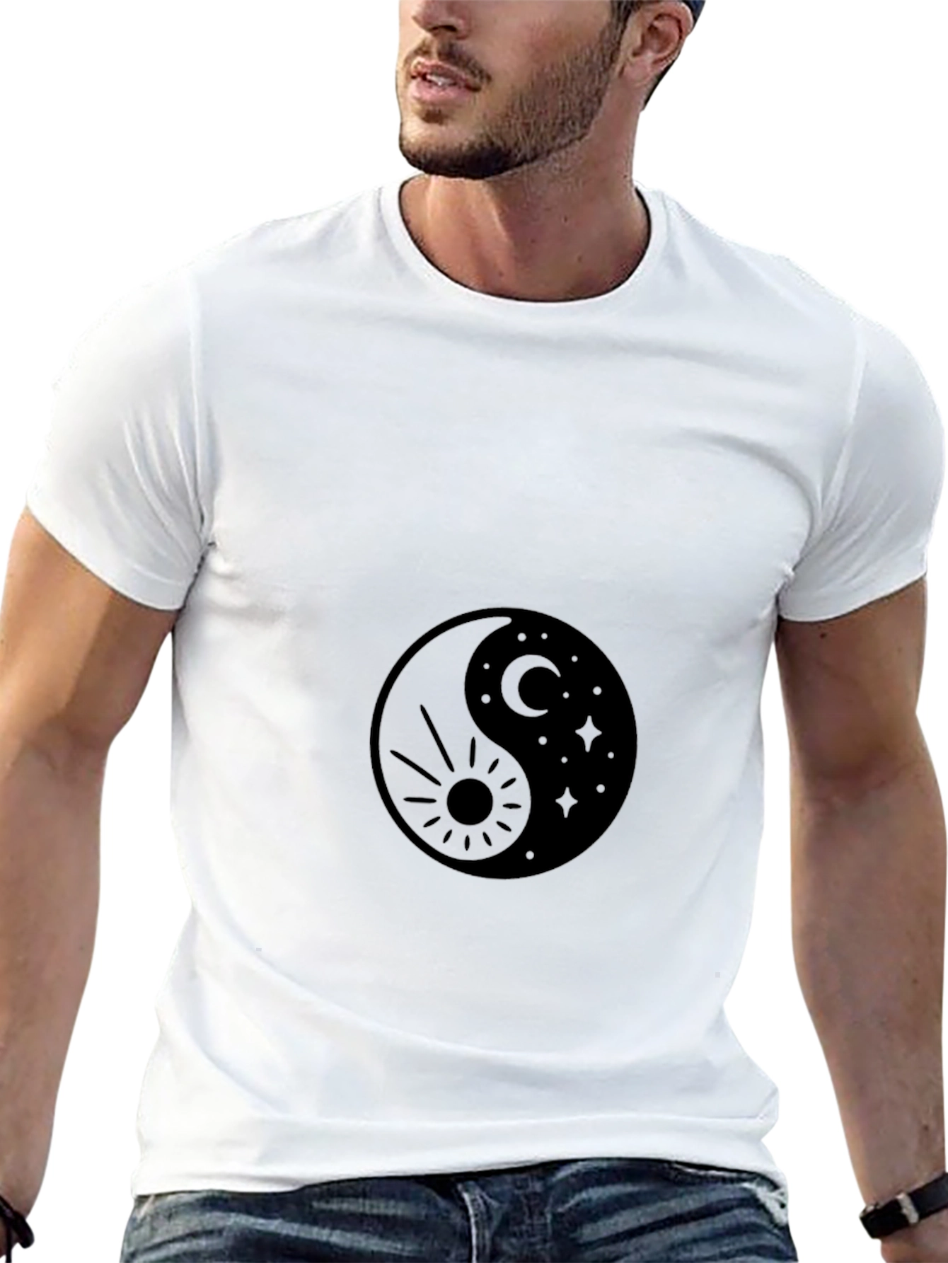Yin Yang Sun & Moon Graphic T-Shirt