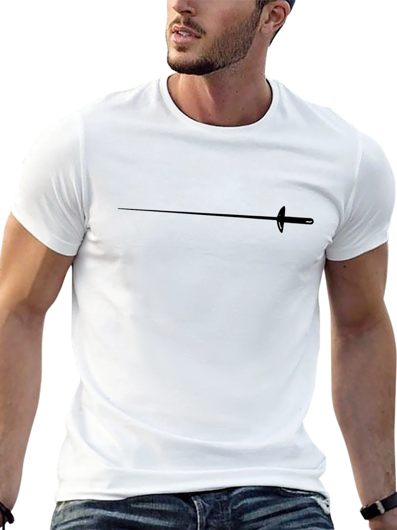 Fencing Foil Black T-Shirt Minimalist Design