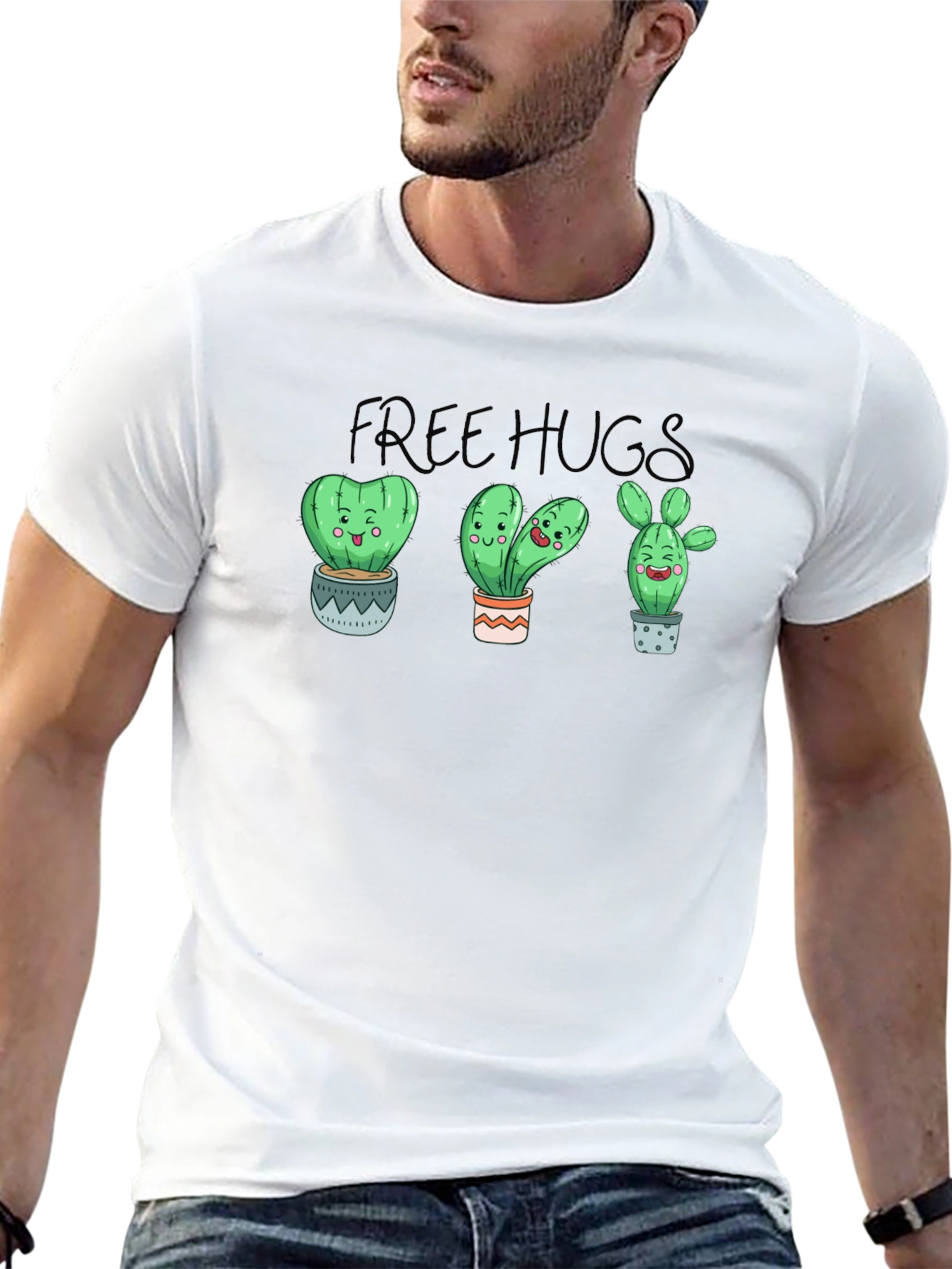 Free Hugs Cactus Graphic T-Shirt