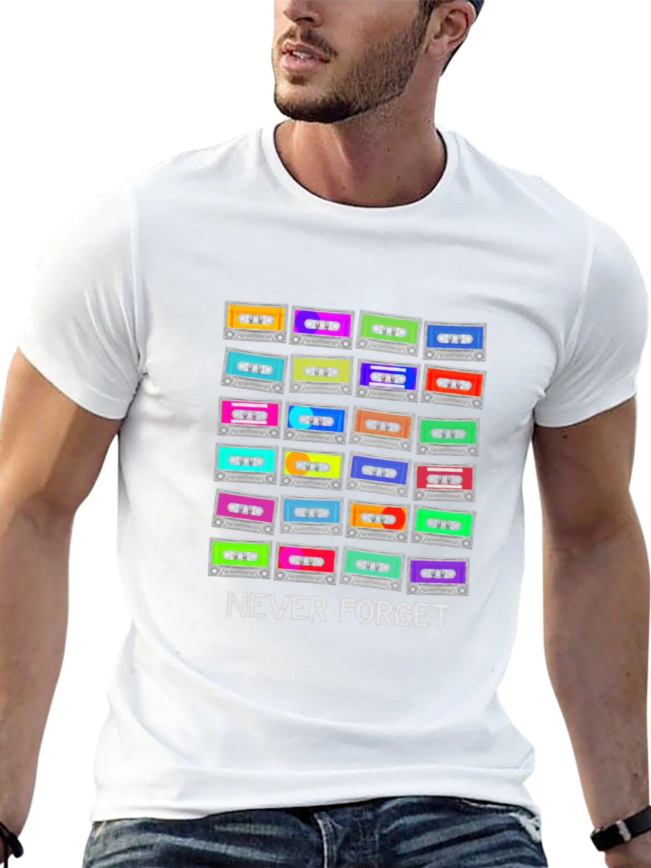 Retro Cassette Tapes Never Forget Black T-Shirt