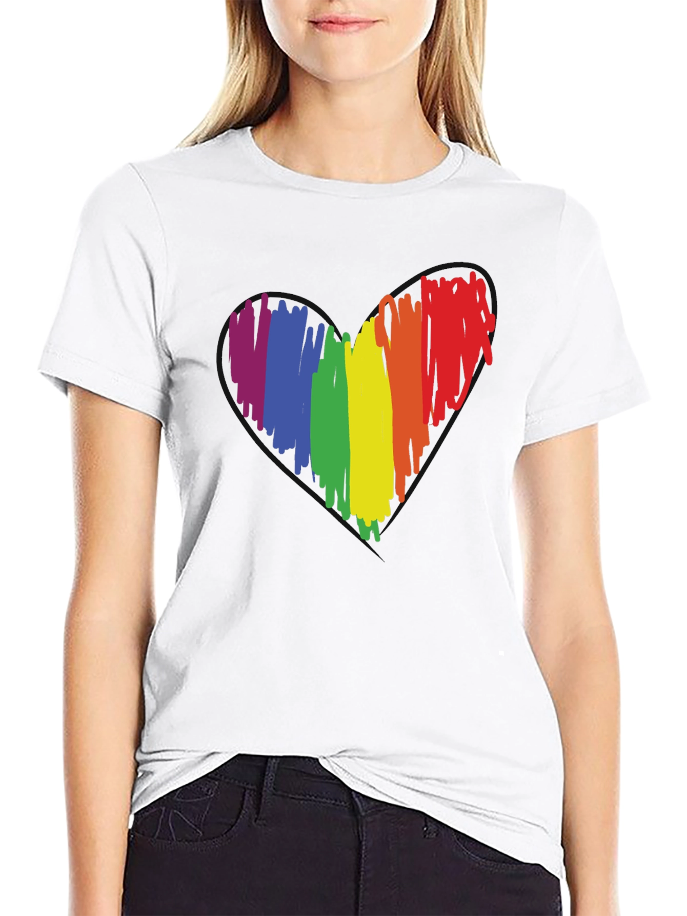 LGBT Pride Heart Graphic Tee - Black