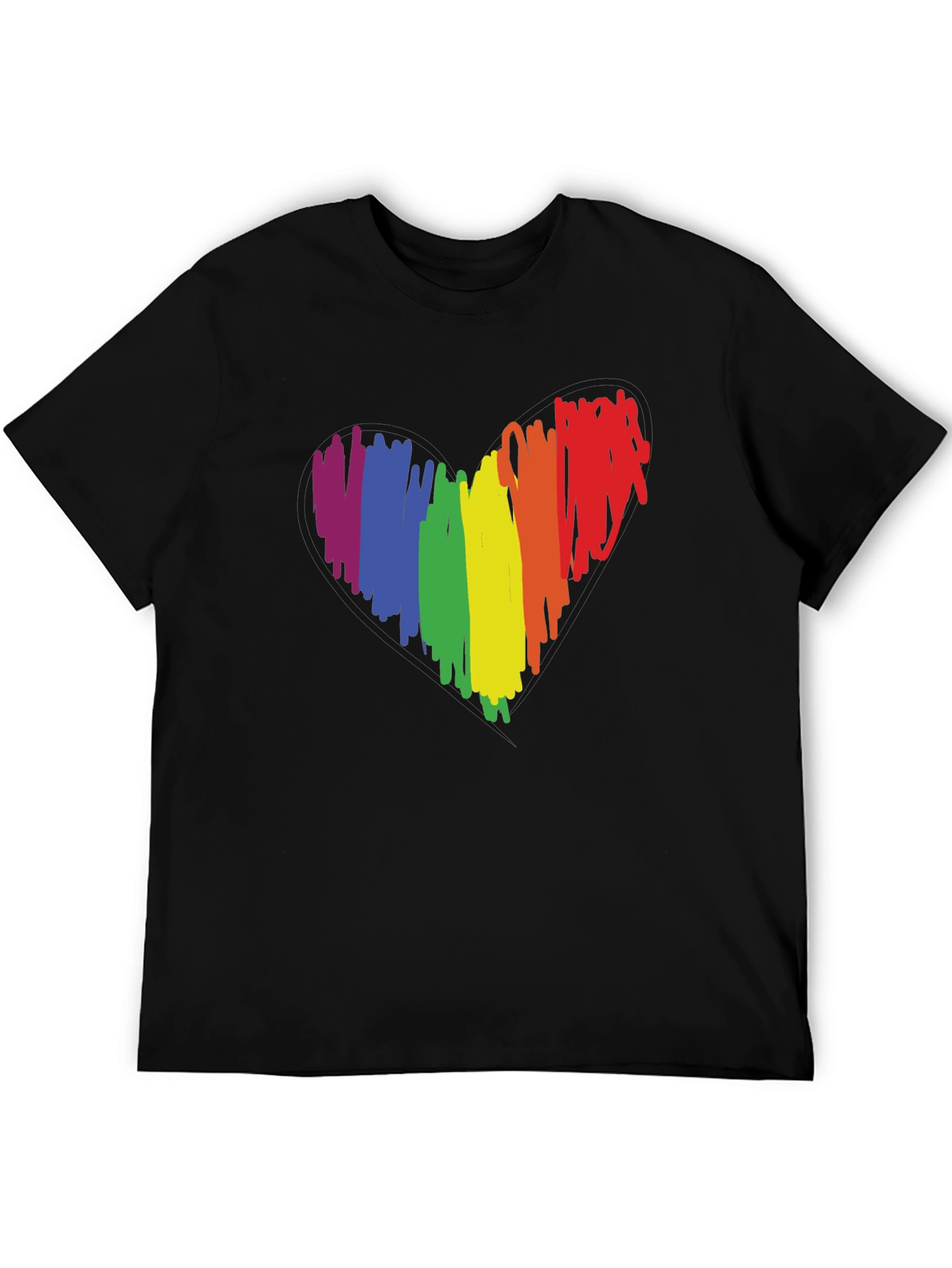 LGBT Pride Heart Graphic Tee - Black