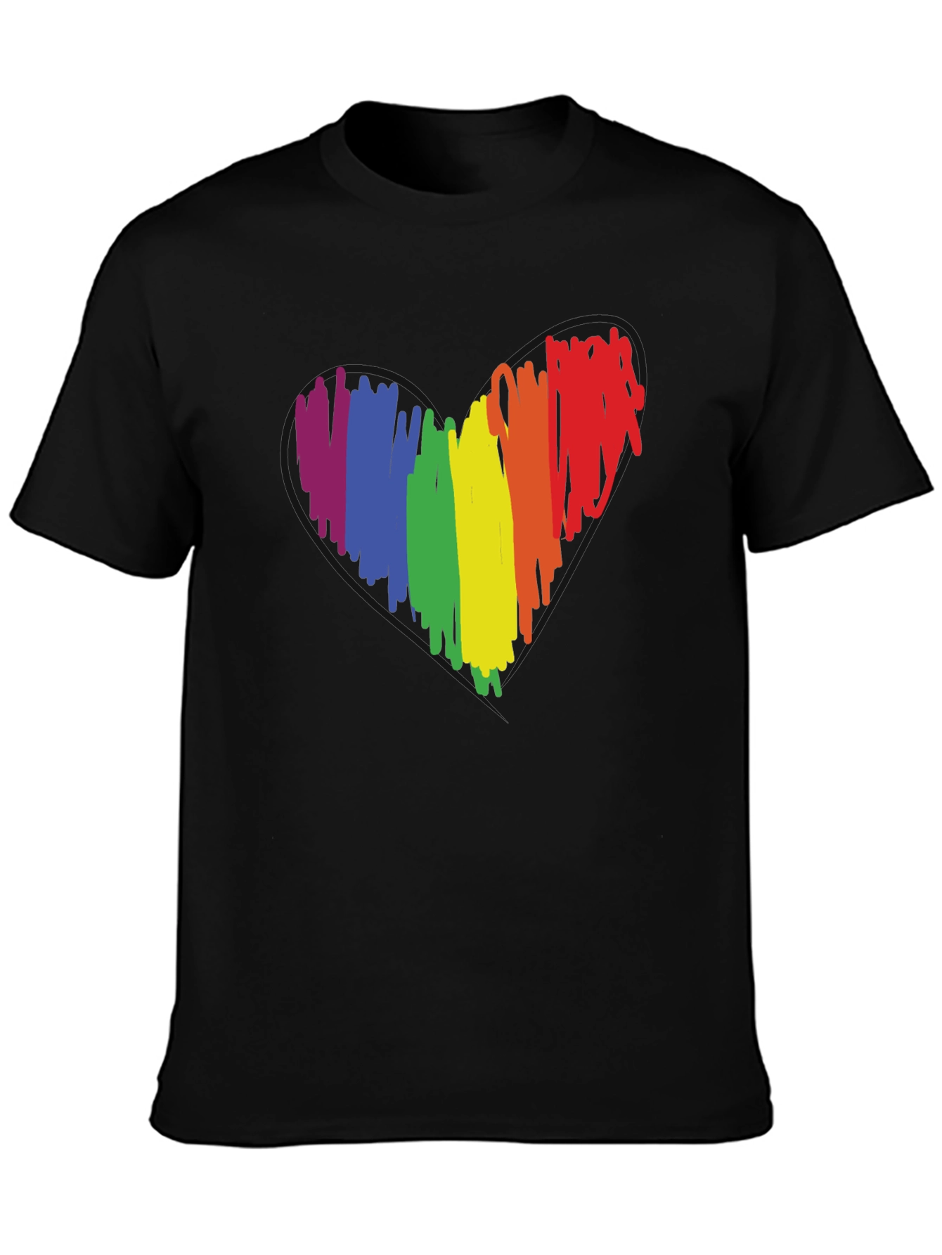 LGBT Pride Heart Graphic Tee - Black