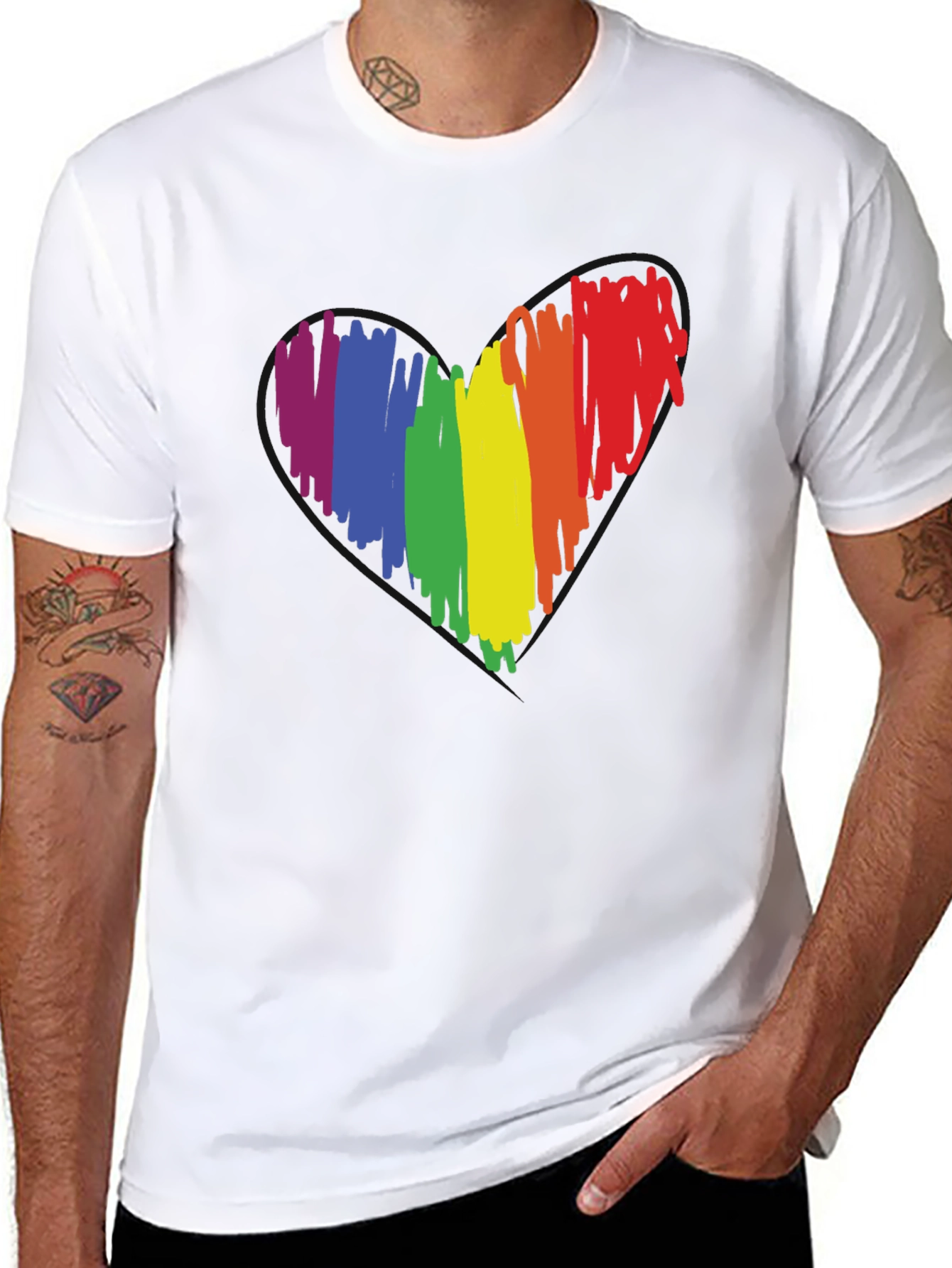 LGBT Pride Heart Graphic Tee - Black