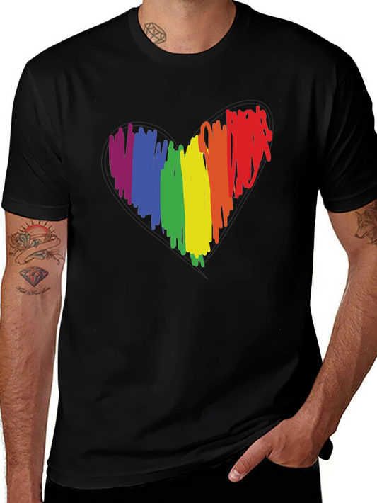 LGBT Pride Heart Graphic Tee - Black