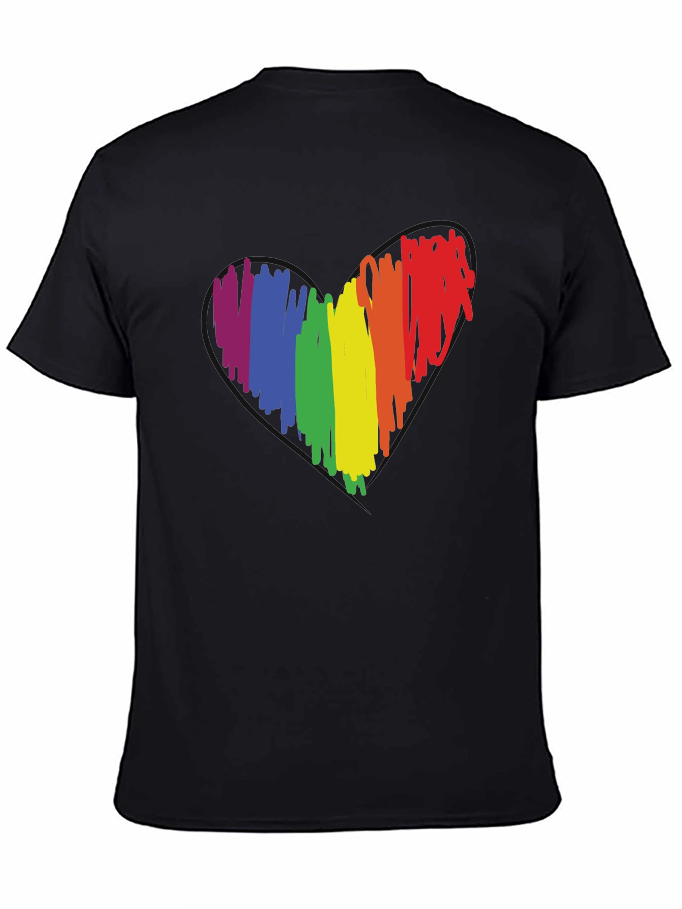 LGBT Pride Heart Graphic Tee - Black