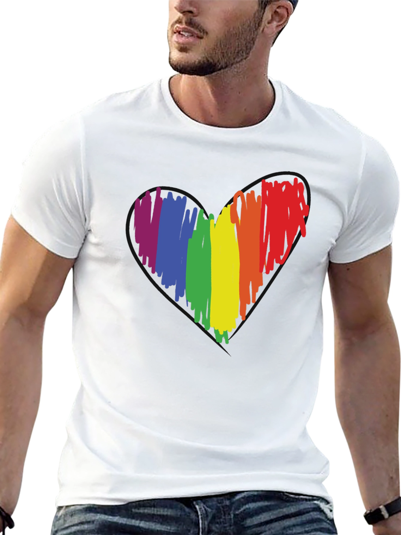 LGBT Pride Heart Graphic Tee - Black