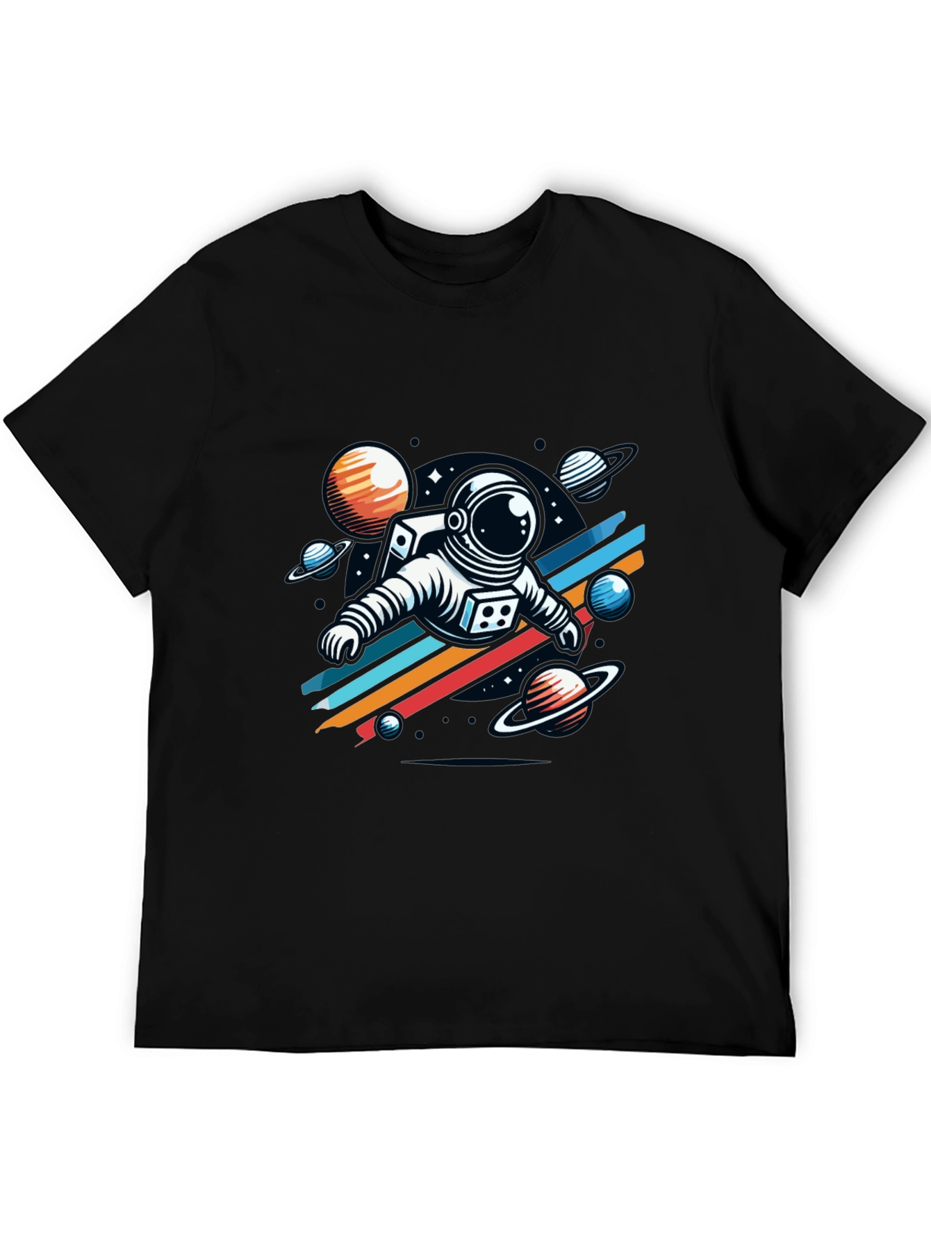 Astronaut Space Graphic Tee - Stylish Black T-Shirt