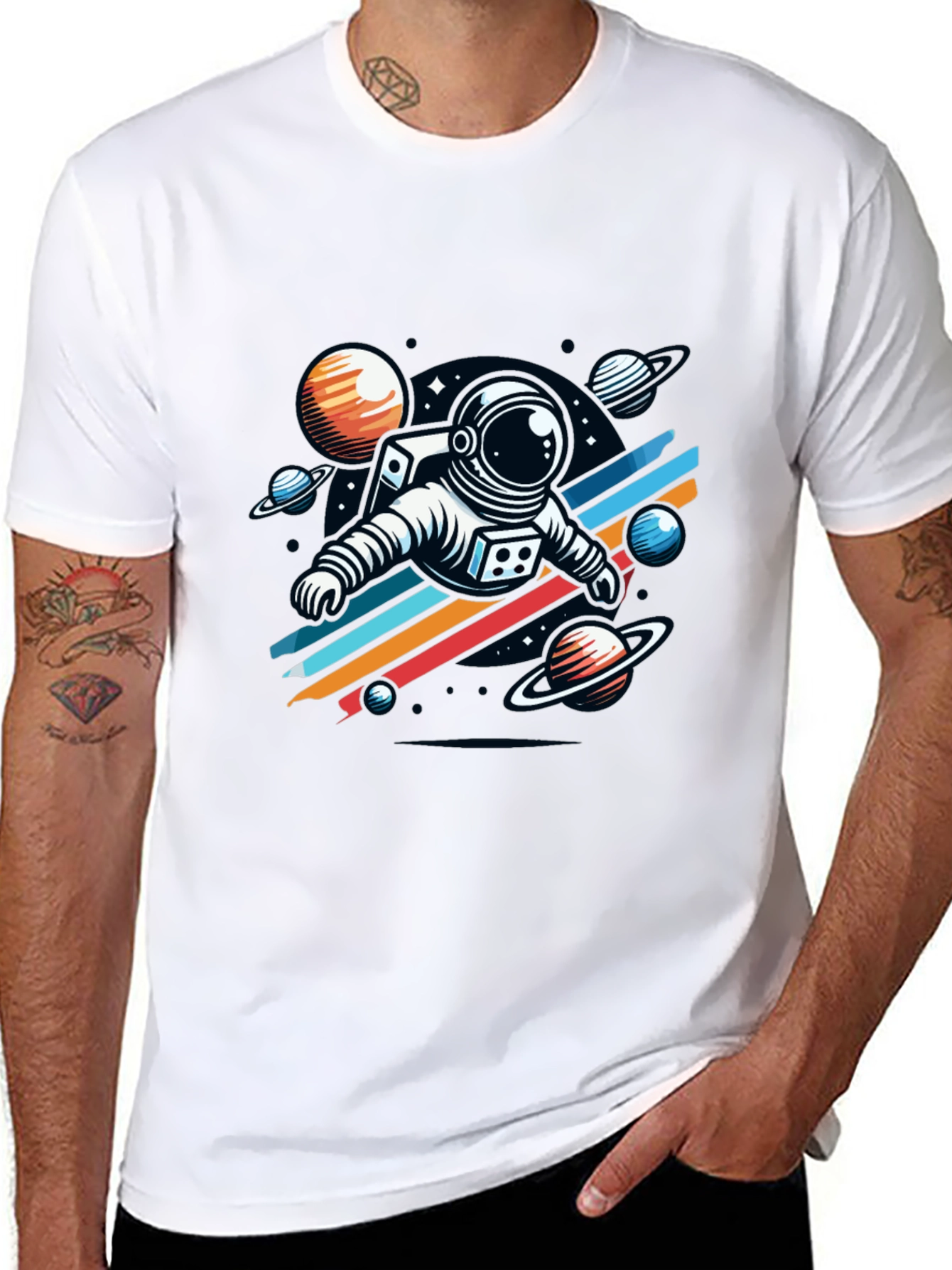 Astronaut Space Graphic Tee - Stylish Black T-Shirt