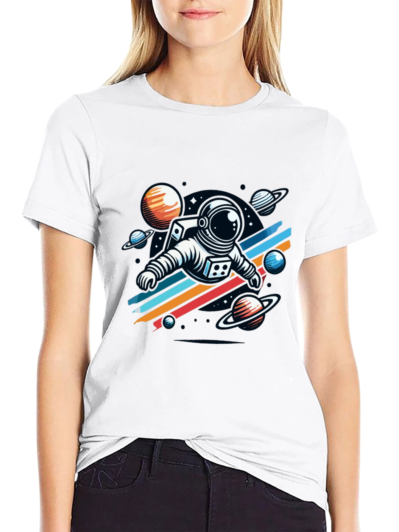 Astronaut Space Graphic Tee - Stylish Black T-Shirt