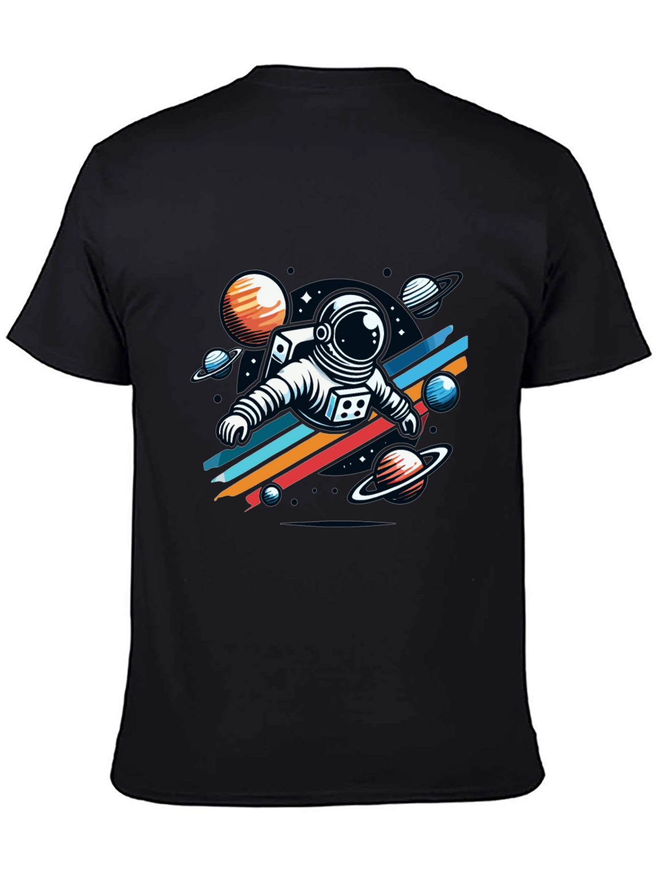 Astronaut Space Graphic Tee - Stylish Black T-Shirt