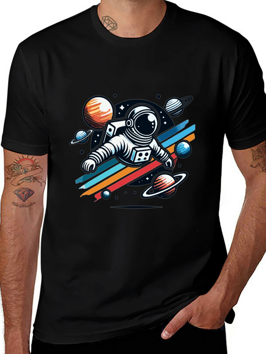 Astronaut Space Graphic Tee - Stylish Black T-Shirt