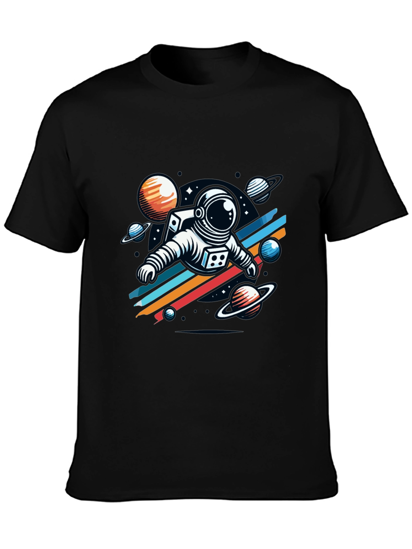 Astronaut Space Graphic Tee - Stylish Black T-Shirt