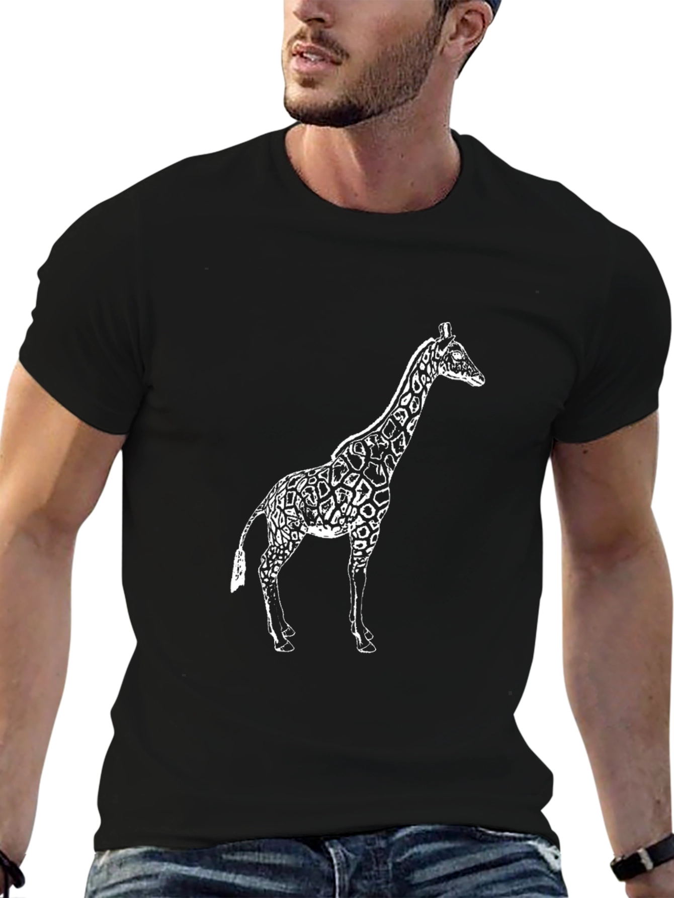 Giraffe Graphic Tee - Casual Black T-Shirt