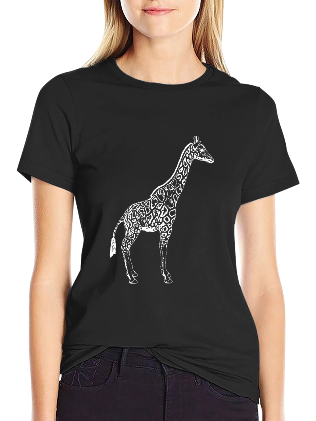 Giraffe Graphic Tee - Casual Black T-Shirt
