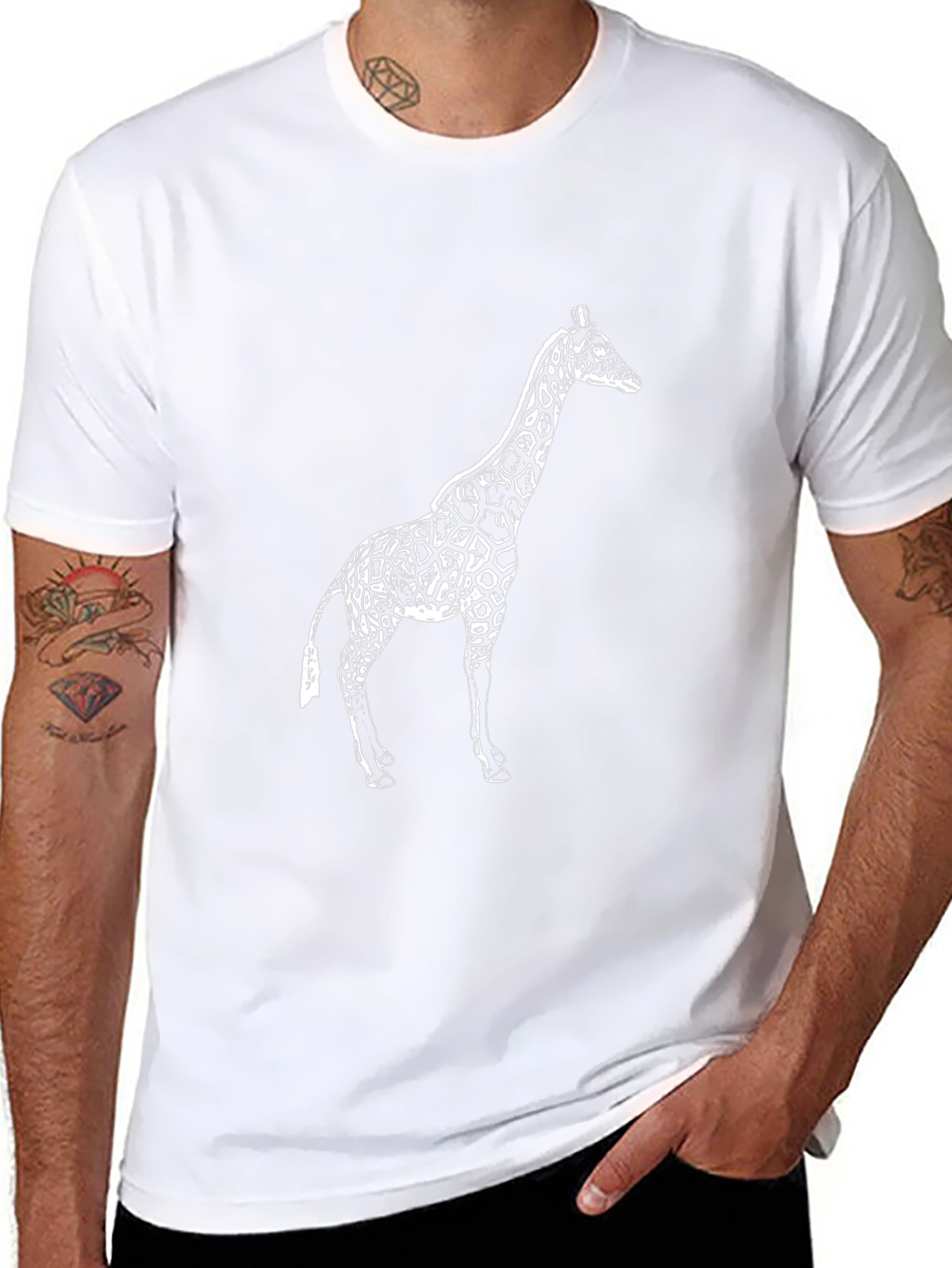 Giraffe Graphic Tee - Casual Black T-Shirt
