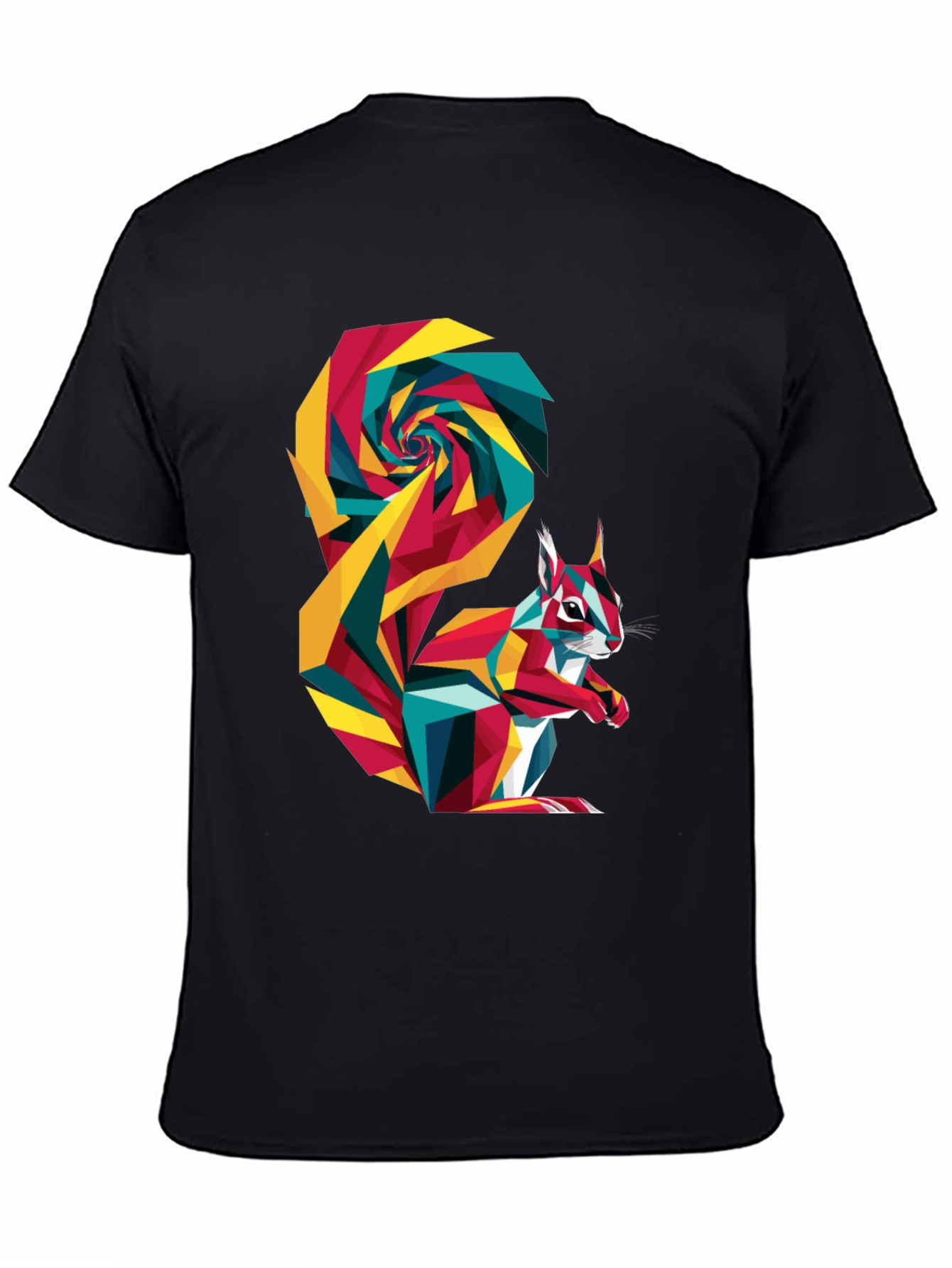 Geometric Squirrel Graphic Tee - Mens Black T-Shirt