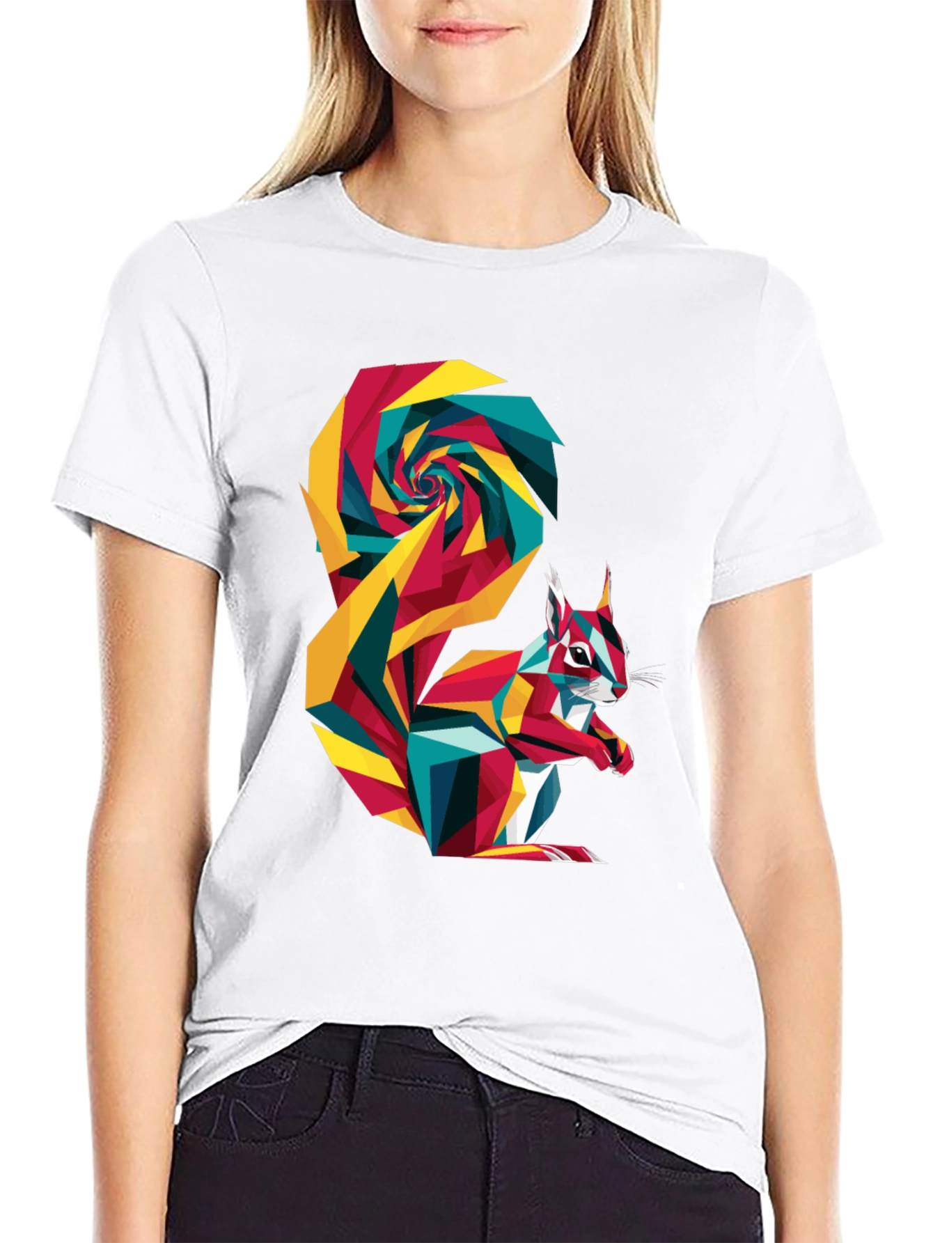 Geometric Squirrel Graphic Tee - Mens Black T-Shirt