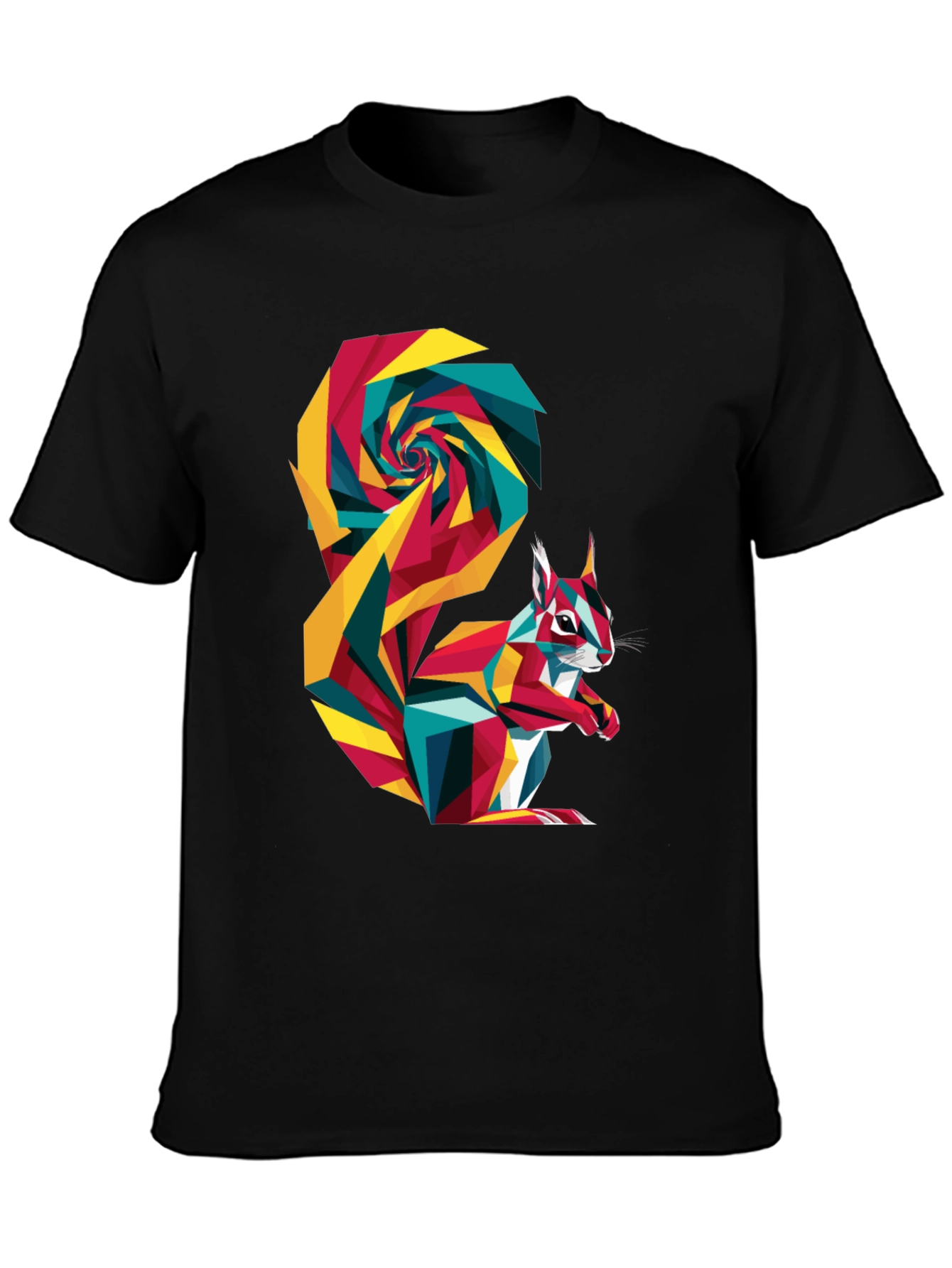 Geometric Squirrel Graphic Tee - Mens Black T-Shirt