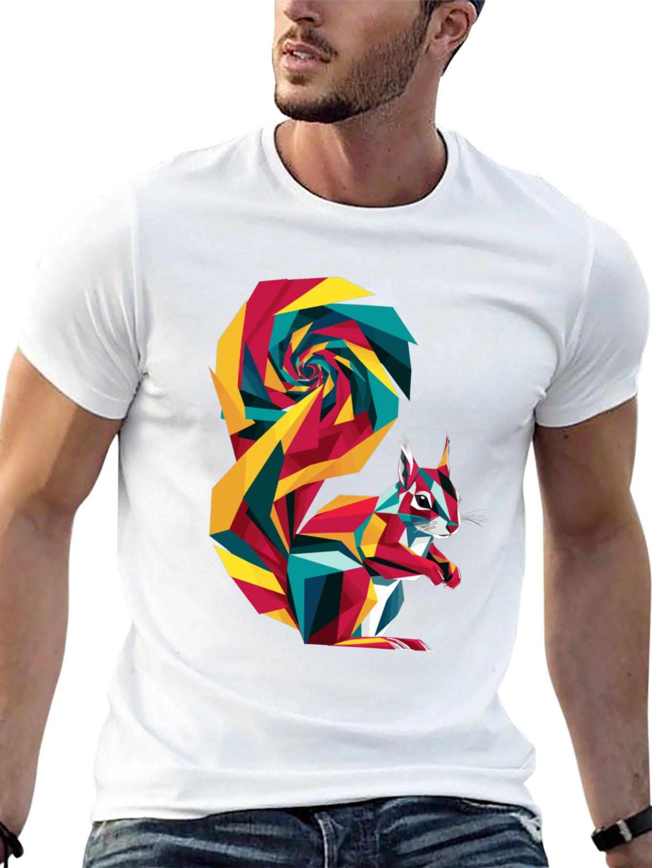 Geometric Squirrel Graphic Tee - Mens Black T-Shirt