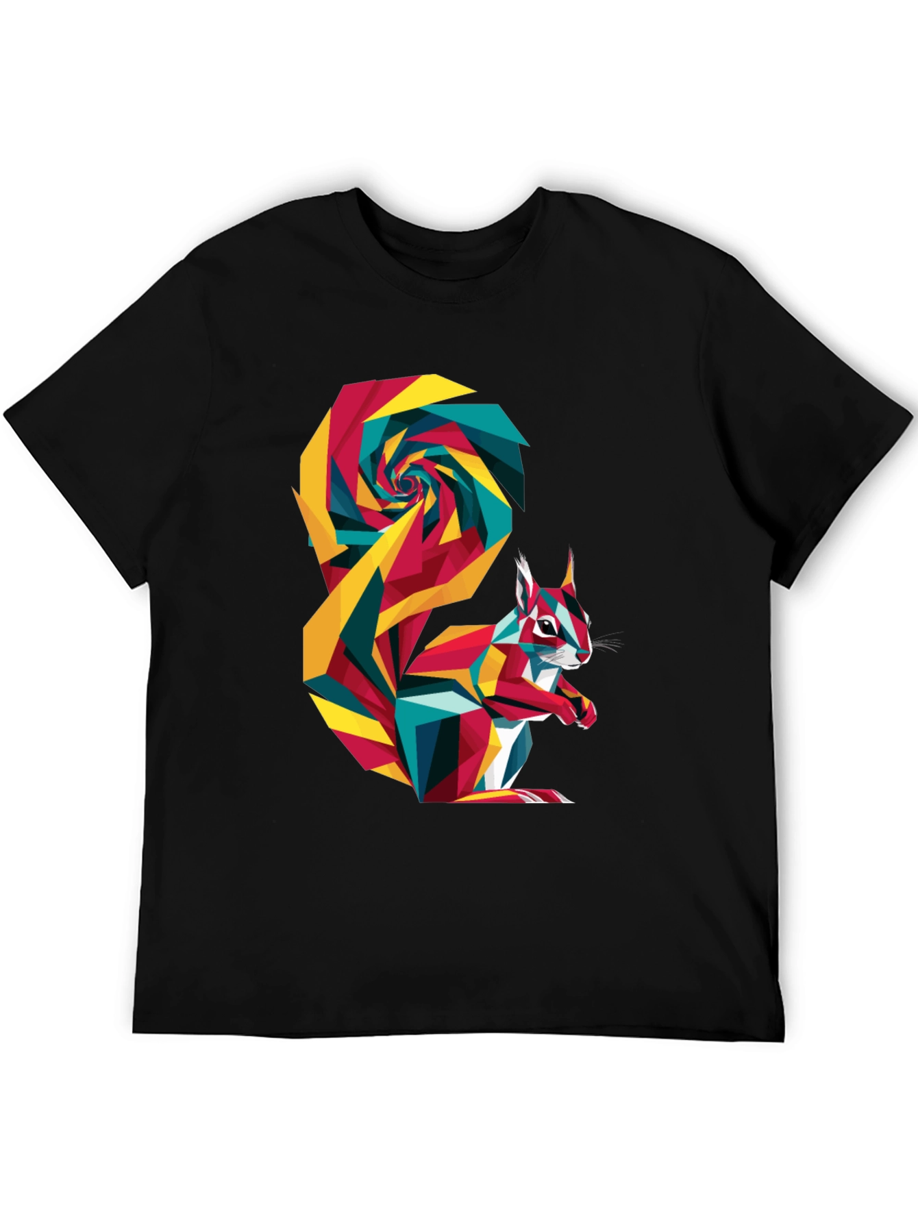 Geometric Squirrel Graphic Tee - Mens Black T-Shirt