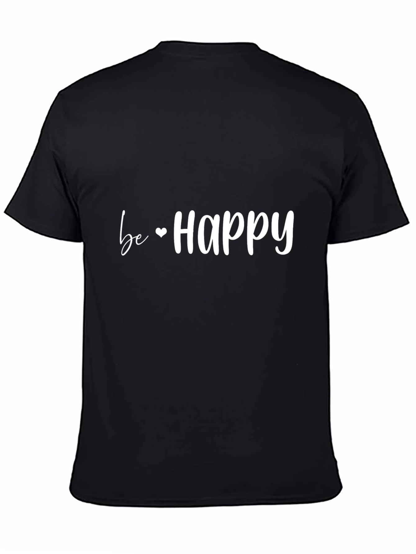 Be Happy Graphic Tee - Black Casual T-Shirt