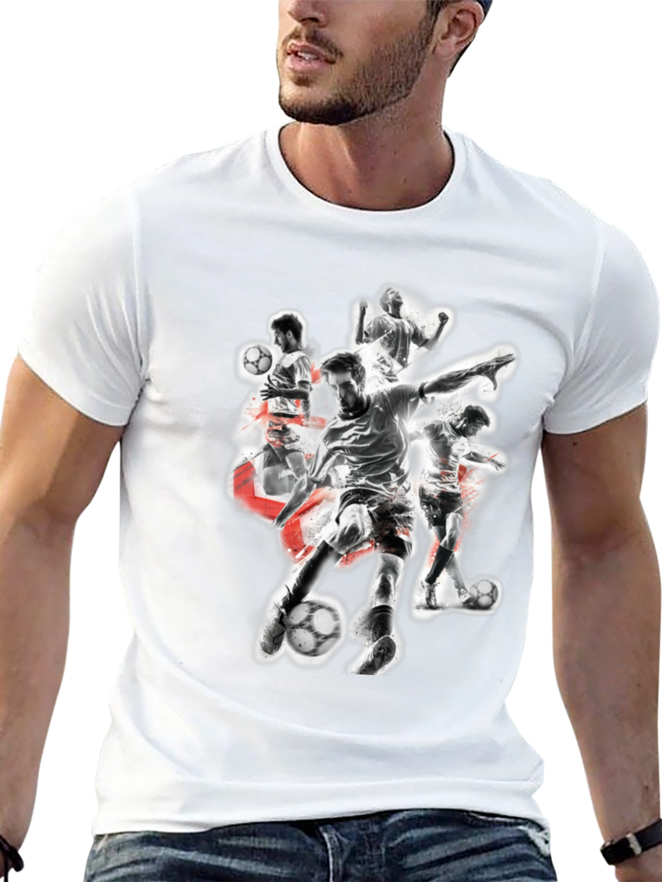 Soccer Player Graphic Black T-Shirt
