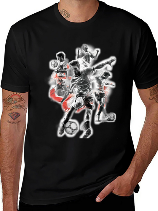 Soccer Player Graphic Black T-Shirt
