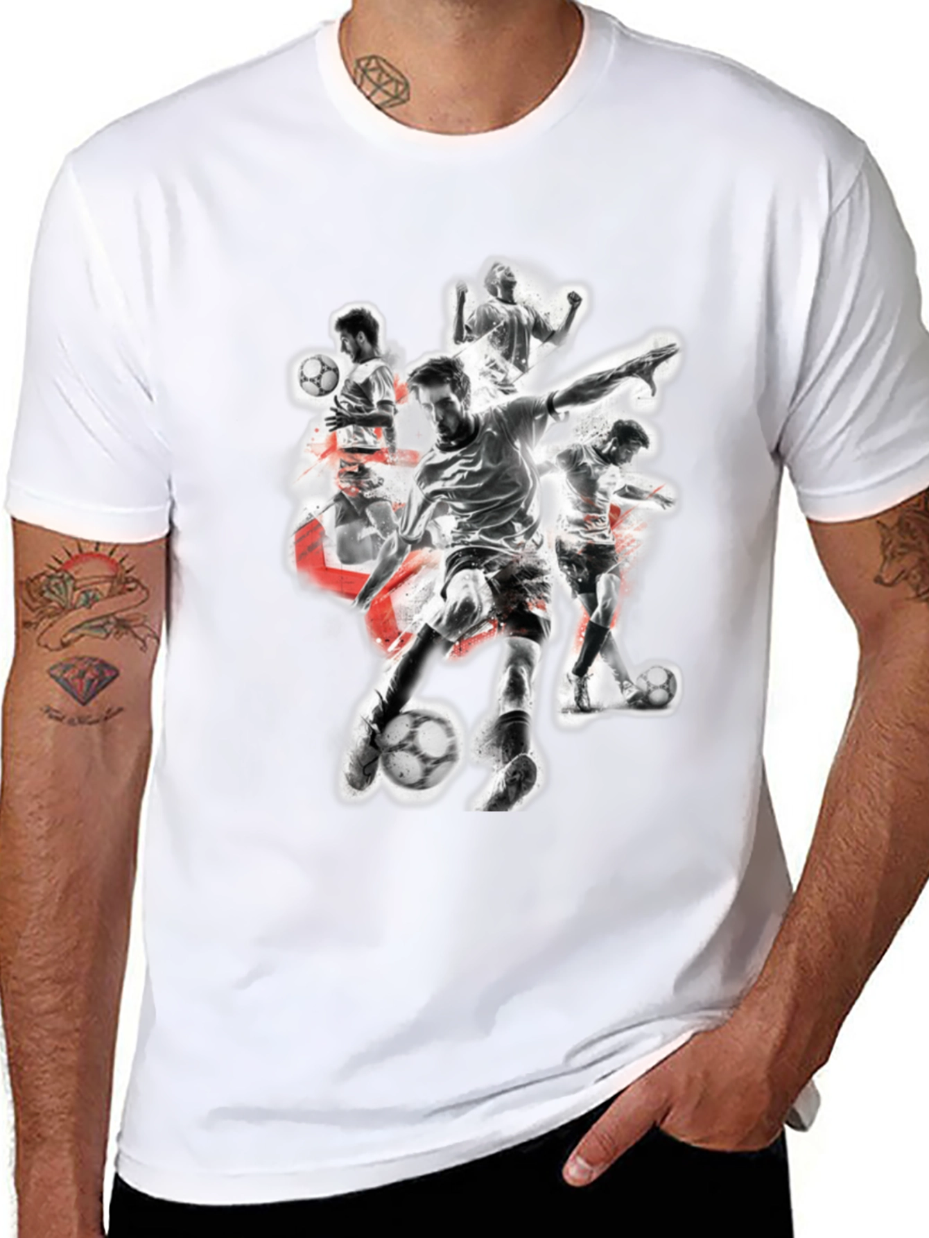Soccer Player Graphic Black T-Shirt
